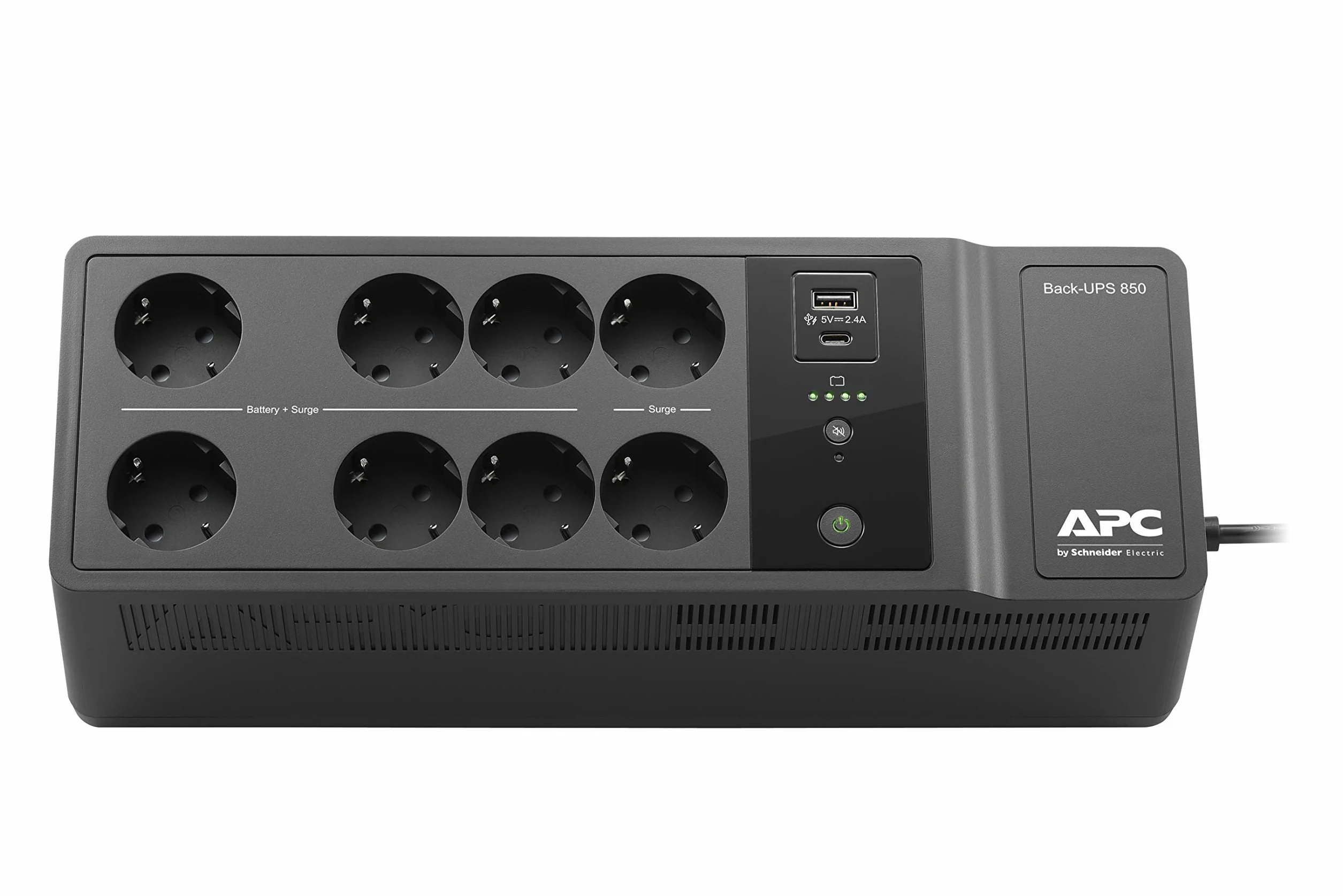 APC Back-UPS Essential - BE850G2-GR - UPS 850VA 230V, USB Type-C and A Charging Ports, 8 Schuko CEE 7 outlets (2 Surge)