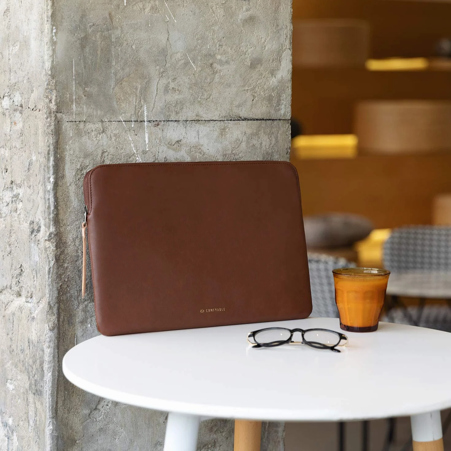 Comfyable Housse Protection Fine Ordinateur Portable Compatible MacBook Air MacBook Pro 13/13,3/14" Pochette Simili-Cuir Marron