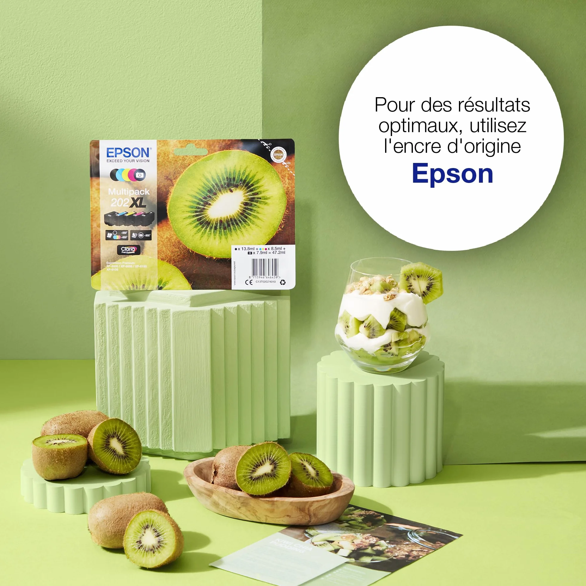 Epson 202 Kiwi Genuine Multipack 5-Colours Ink Cartridges Claria Premium Ink Standard Capacity