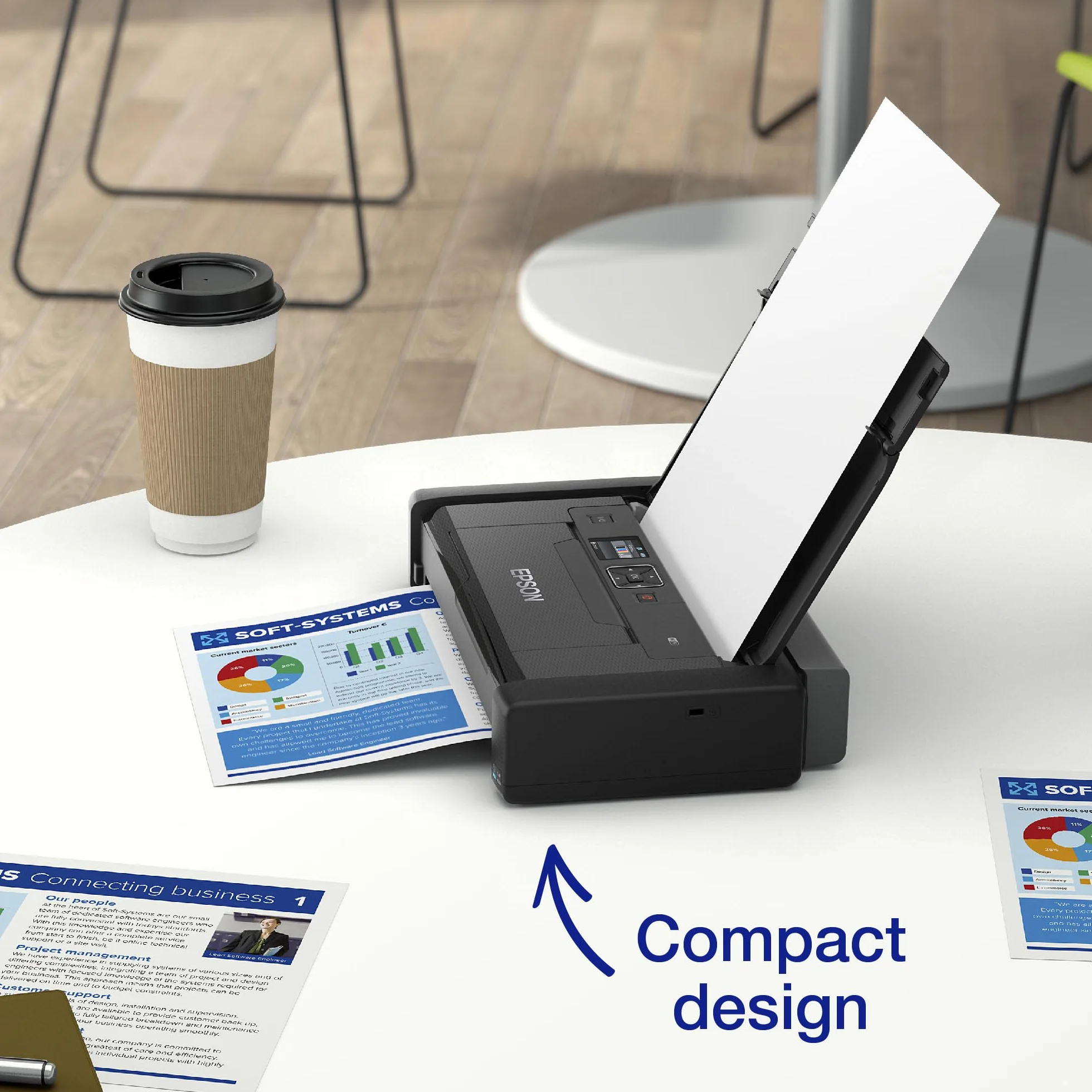 Epson WorkForce WF-110 Imprimante portable jet d'encre couleur A4 Wifi Direct batterie rechargeable USB