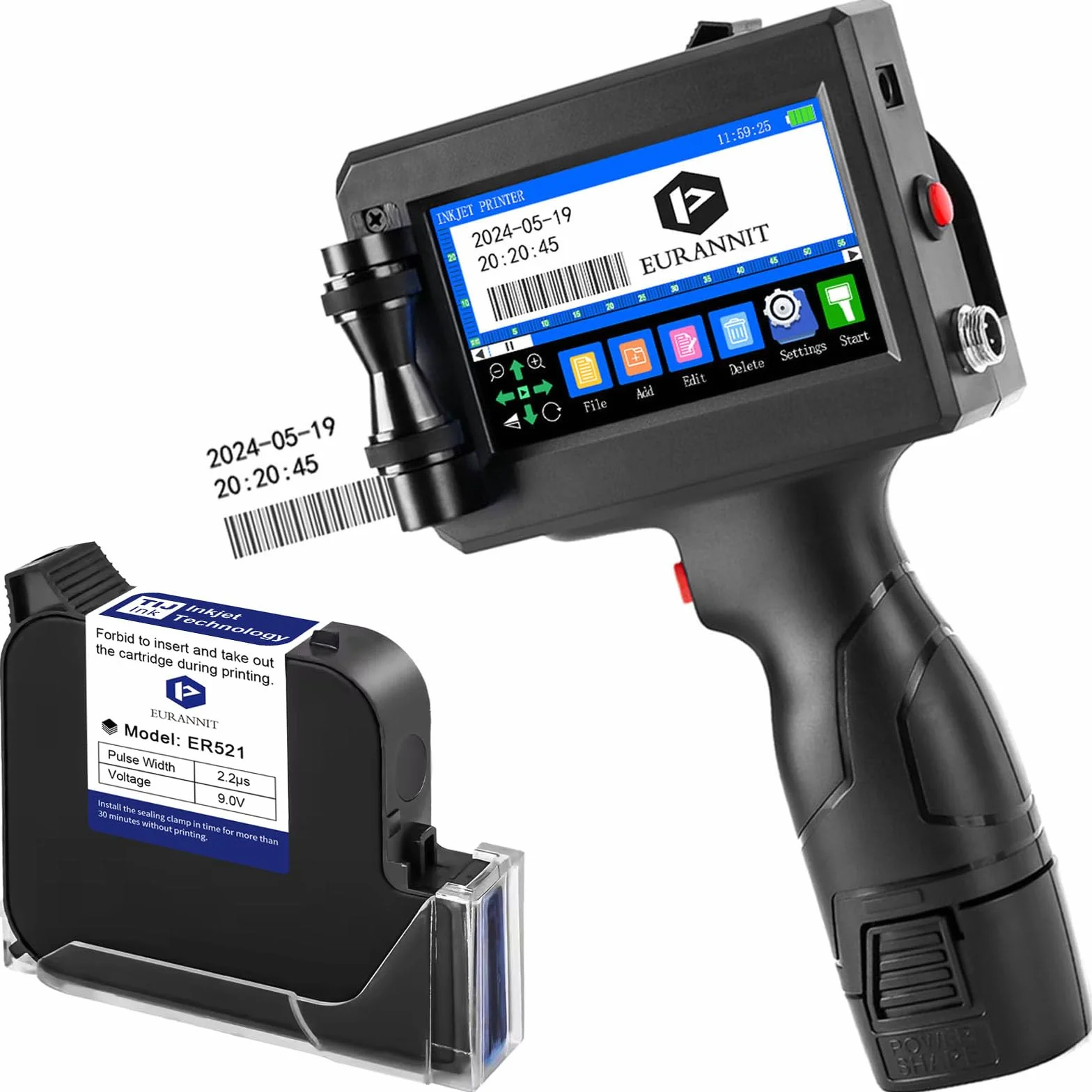 Imprimante à Jet d'encre Portable 25.4mm E15-1 ER521 Texte Code Barres QR