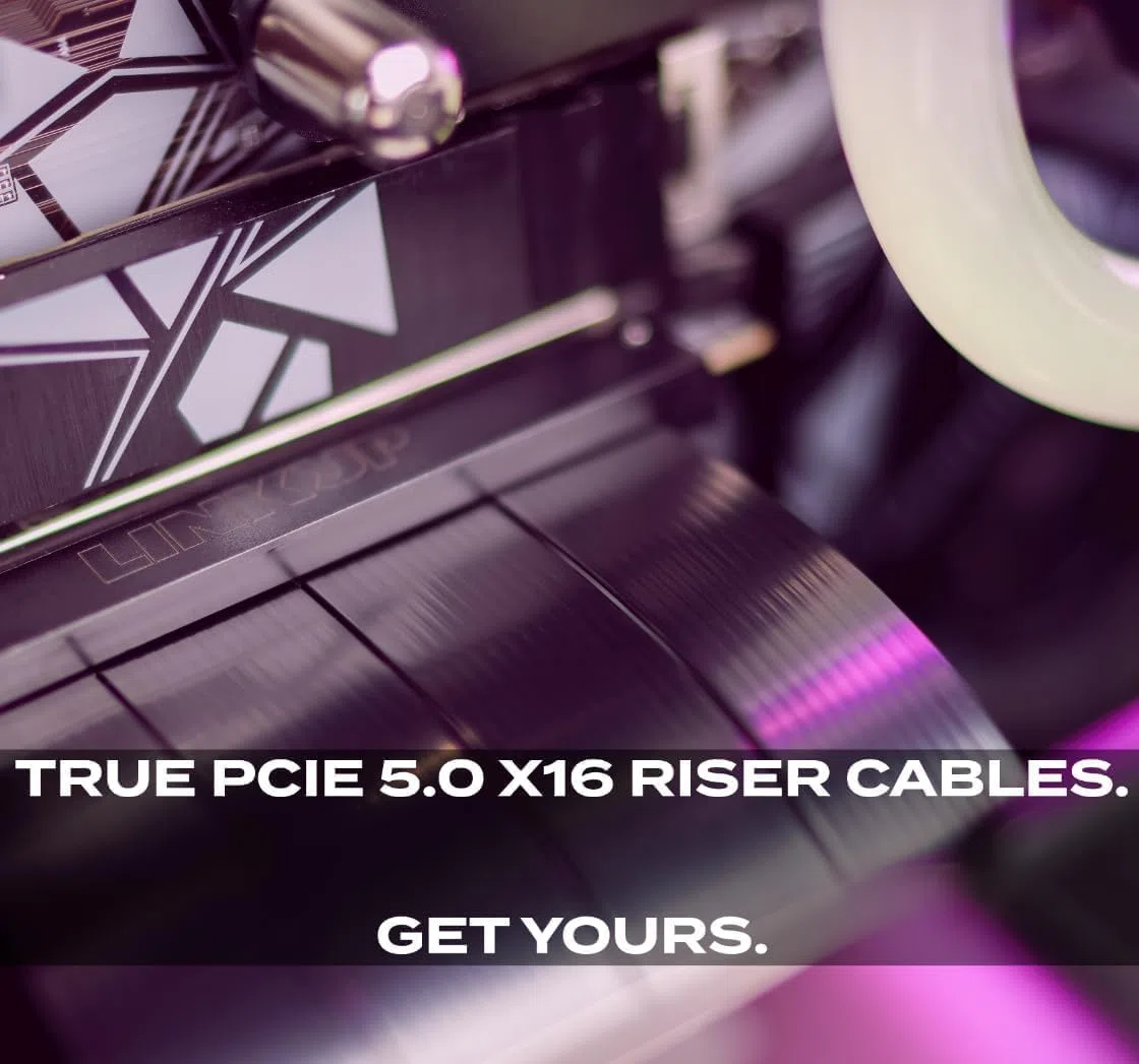LINKUP - AVA5 Câble Riser PCIE 5.0 | Prêt pour RTX5090 RX9070 GPU | Vitesse x16 128Go/s | Compatible avec PCIe 4.0 | Conçu pour boîtier Mini ITX | Double Inversion, Noir 20cm (Longueur totale 22cm)