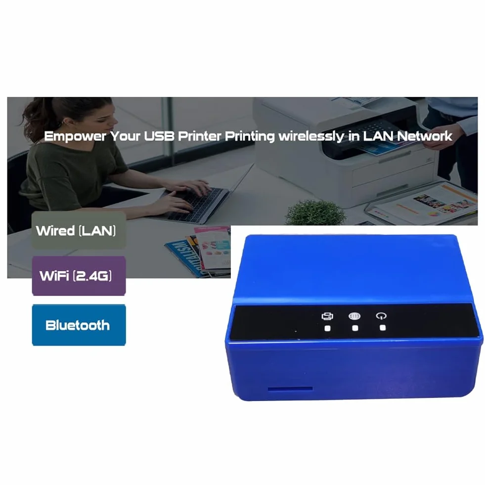 JANZU Serveur d'impression Bluetooth Ethernet WiFi USB sans fil