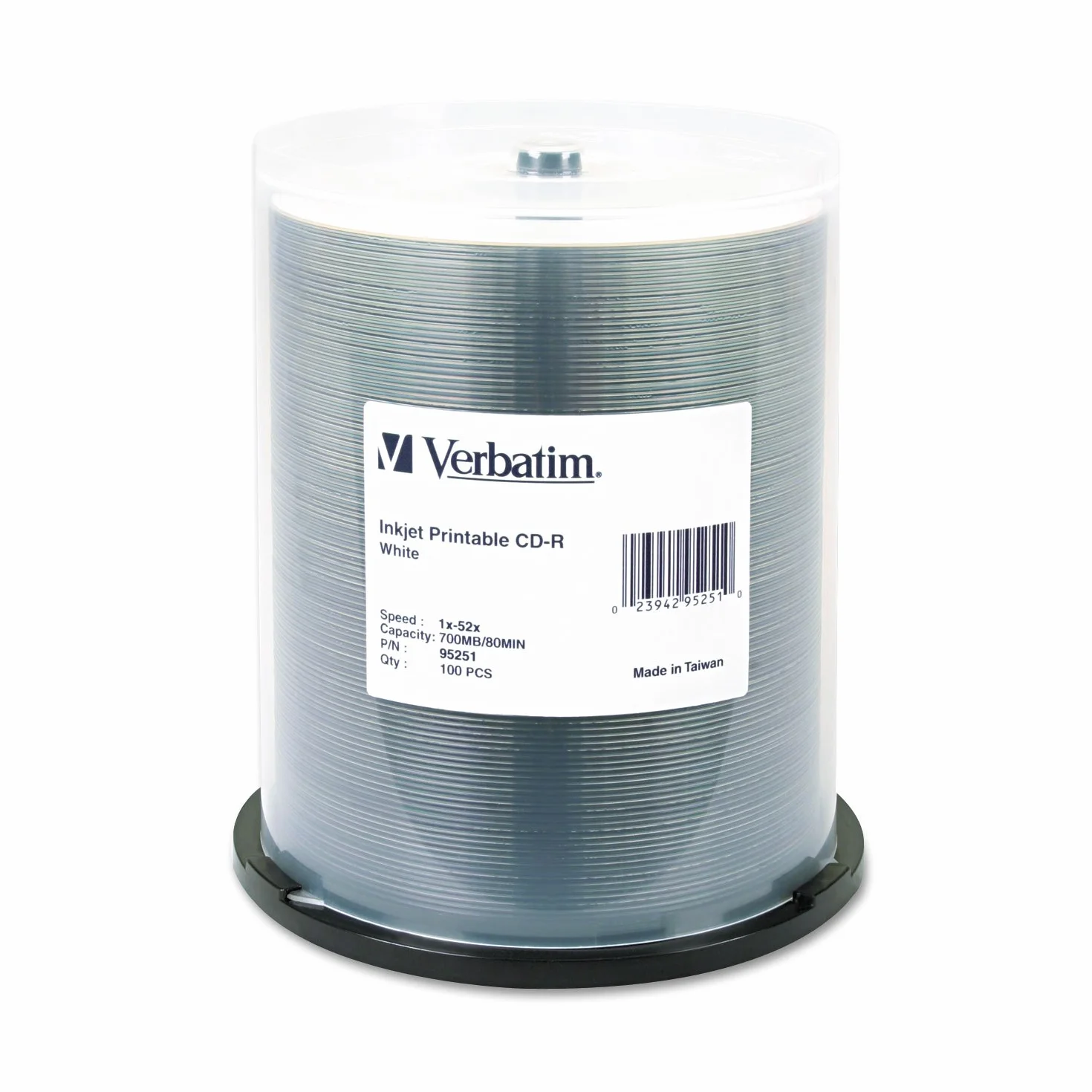 Verbatim CD-R 52X 700 Mo Lot de 100 Blanc Imprimable