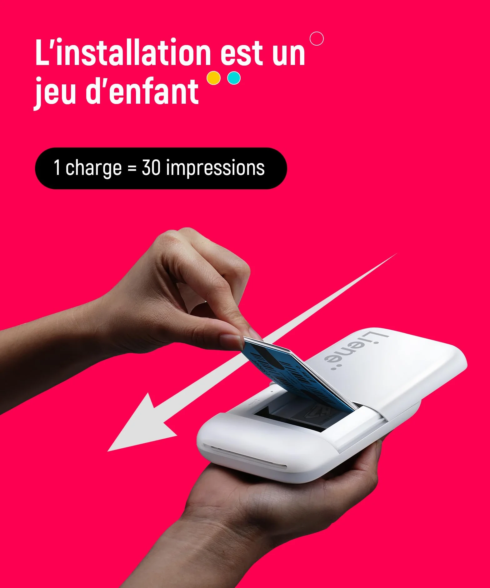 Liene Pearl K100 Mini Imprimante Photo Portable Bluetooth 5.0 50 Zink Papiers à Dos Collant Blanc