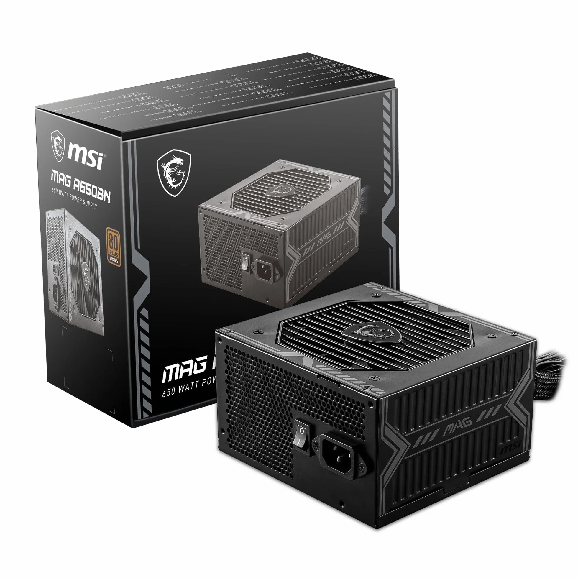 MSI MAG A650BN Bloc d'alimentation 650W 80 Plus Bronze PSU ATX Rail Unique 12V DC-DC Ventilateur 120mm