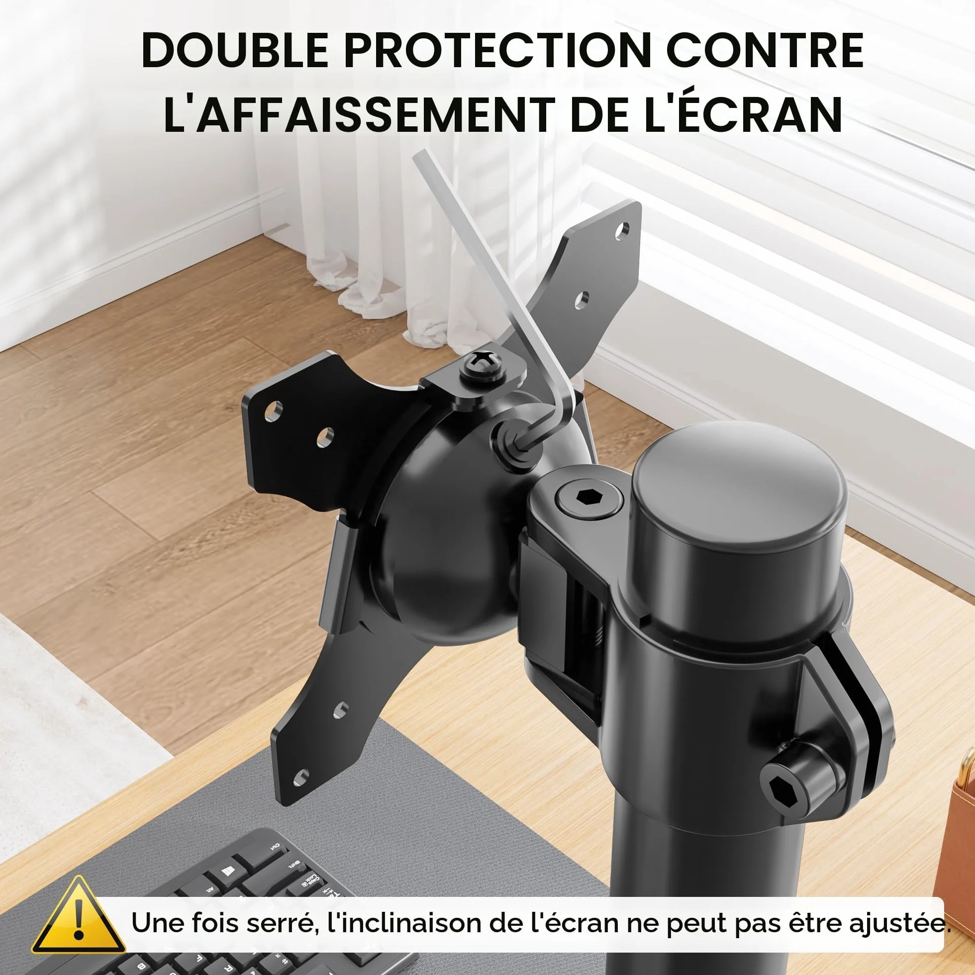 BONTEC Support Ecran PC Double Vertical pour 2 Moniteurs 13-34 Pouces, Bras Articule VESA 75x75/100x100mm, 10kg, Rotation 360, Inclinaison ±15°, Pince en C