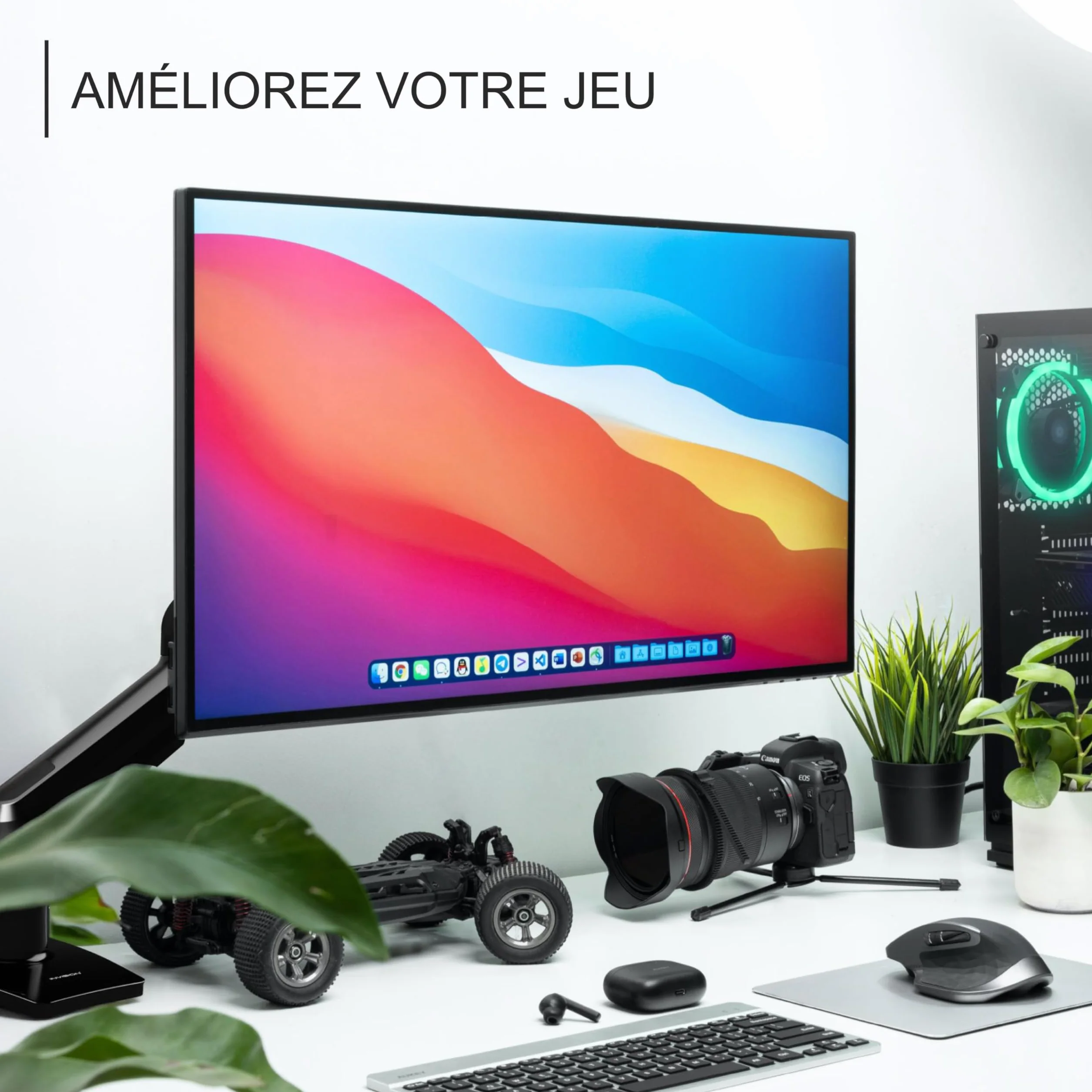 Invision Support Écran PC 19-32 Pouces Bras VESA 75/100mm Réglage Hauteur Incline Pivote Tourne Pince Bureau 2-9kg MX200