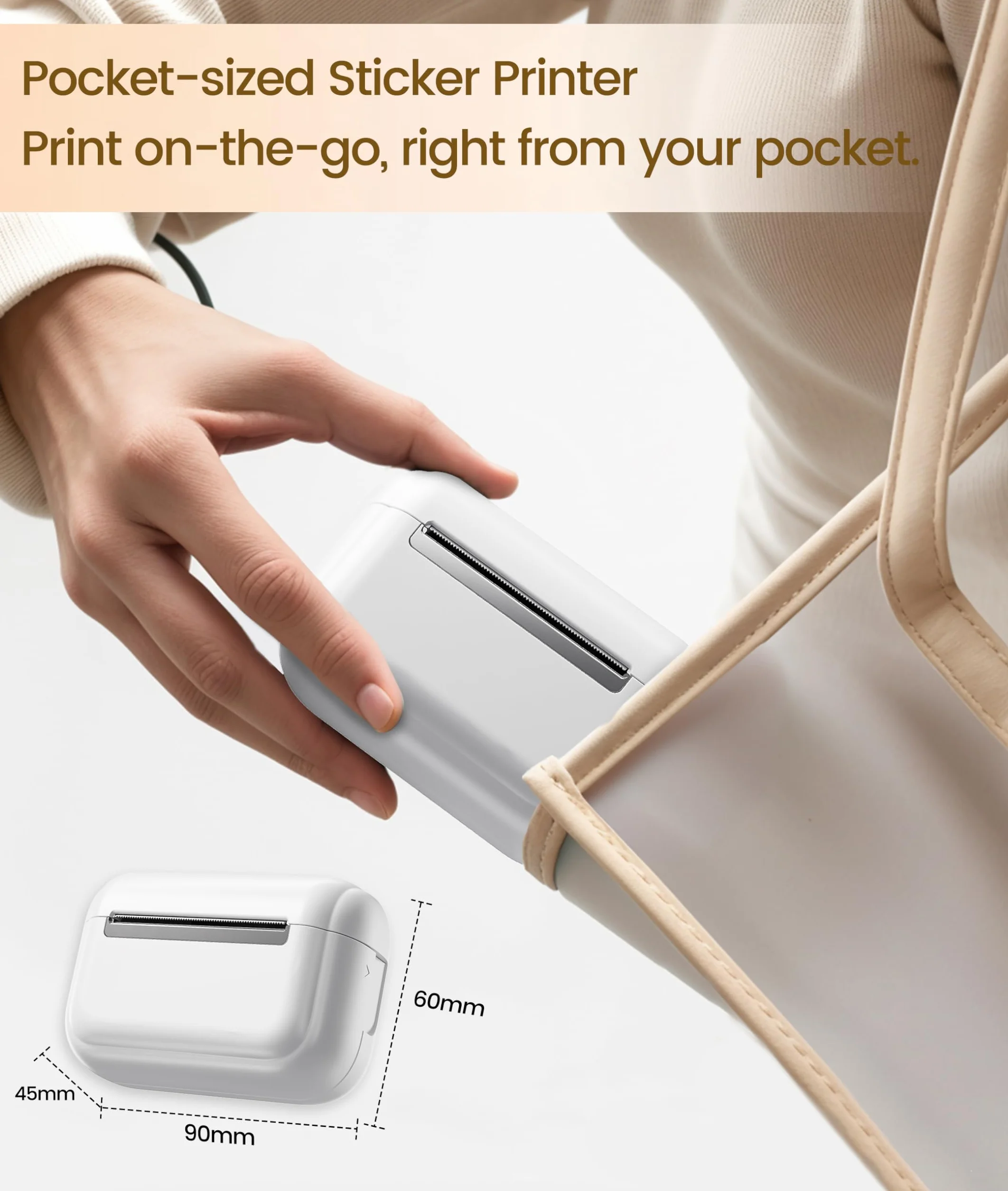 Mini Imprimante Photo Portable Q02E Sans Encre Thermique Bluetooth Compatible iPhone Pad Blanc