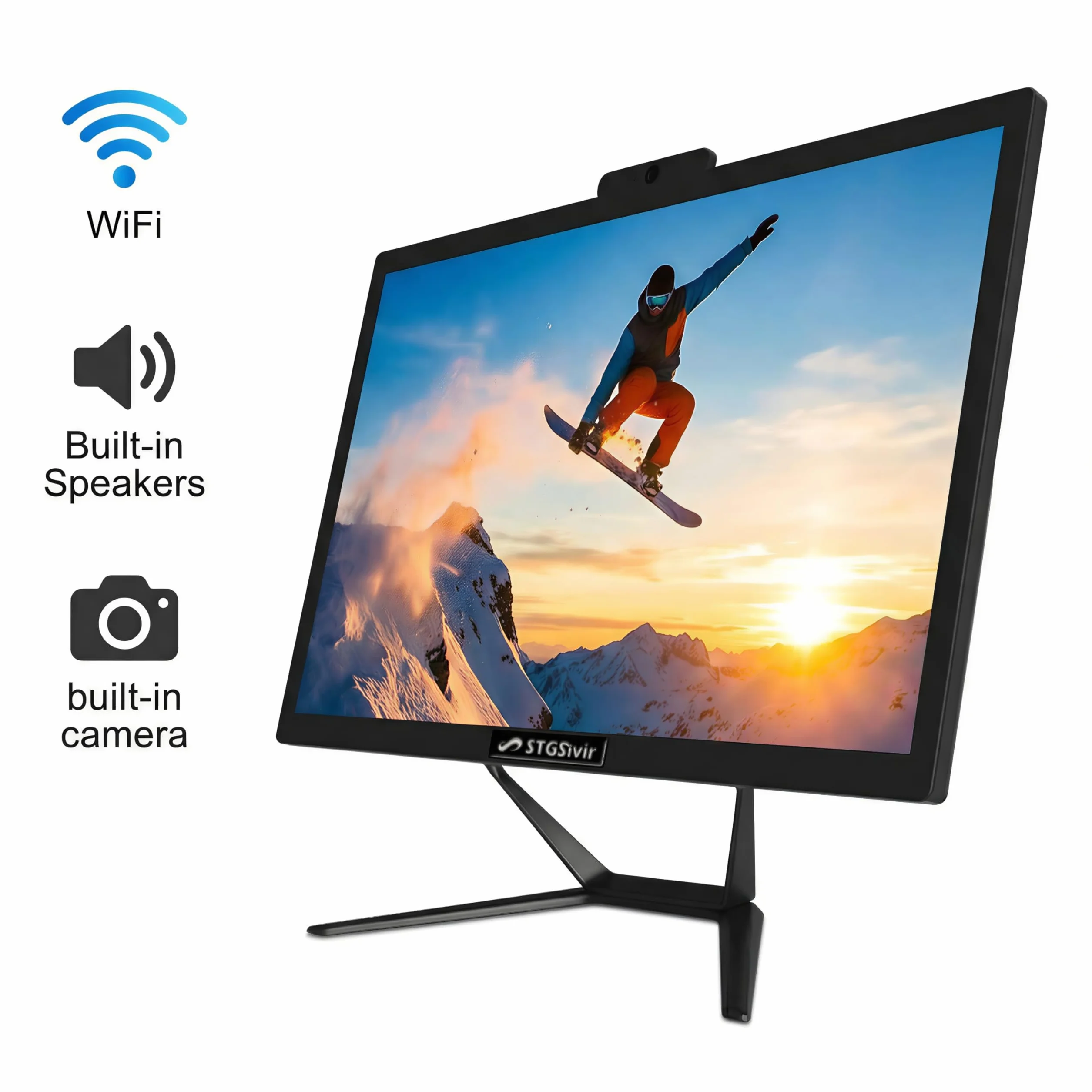 Ordinateur de Bureau Tout-en-Un 21.5" Core i7 3.2 GHz 16Go RAM 512Go SSD WiFi Bluetooth 5.0 Windows 11 Pro Noir