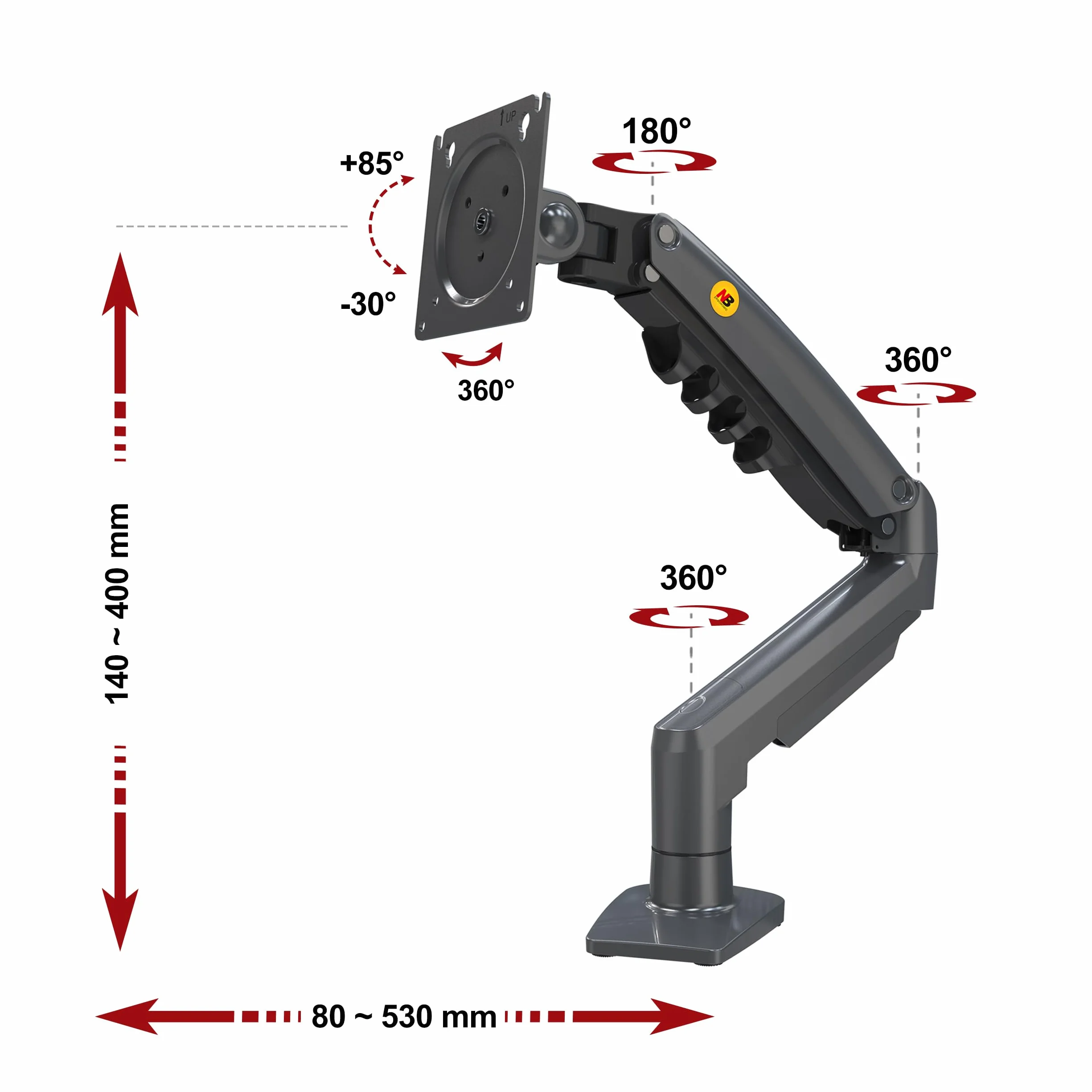 Ergosolid Bras Articulé Support Écran PC Moniteur 17-32 Pouces VESA 75mm 100mm Rotatif 360°
