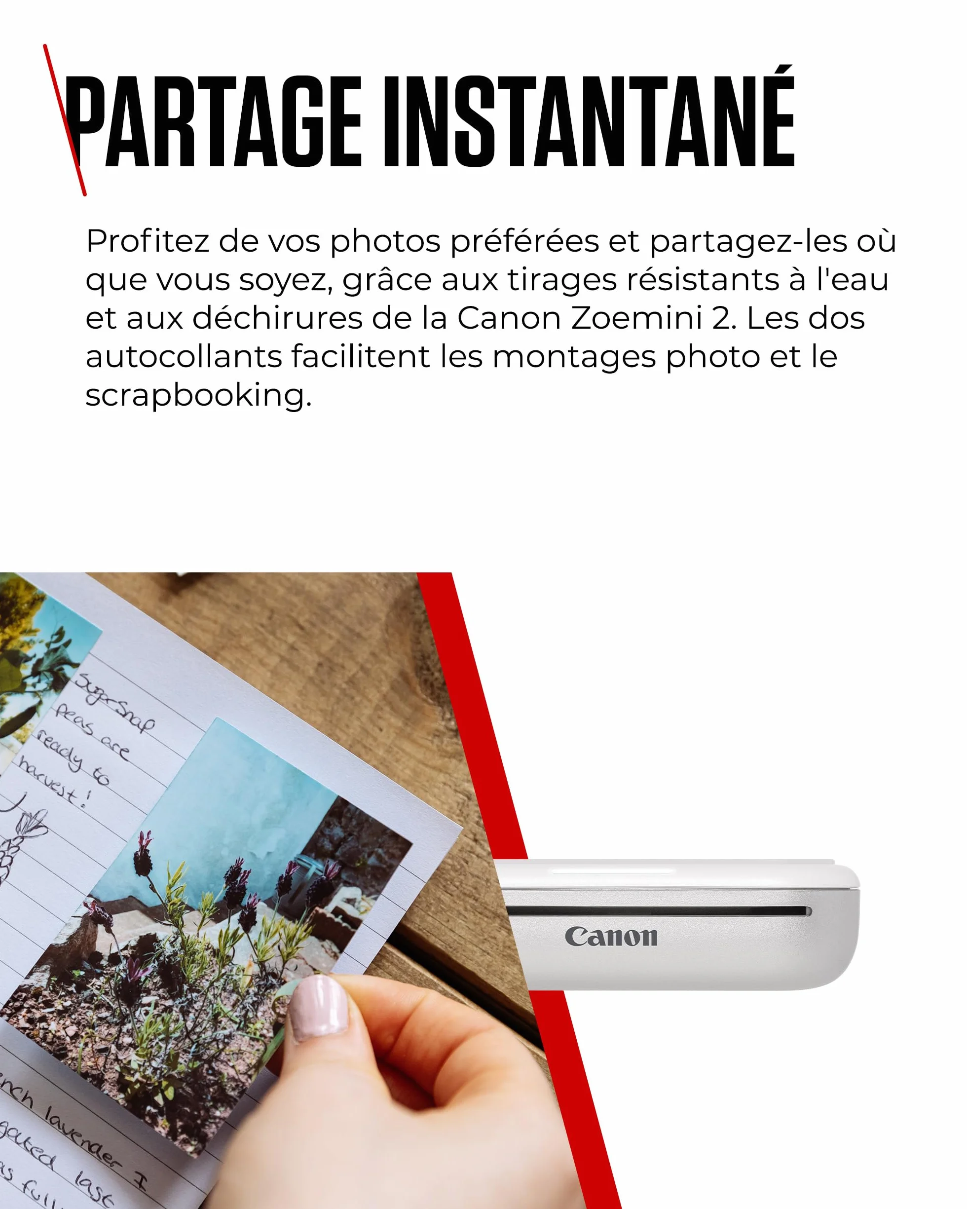 Canon Zoemini 2 Imprimante Photo Portable Bluetooth 5.0 Type-C Charge Rapide Blanche