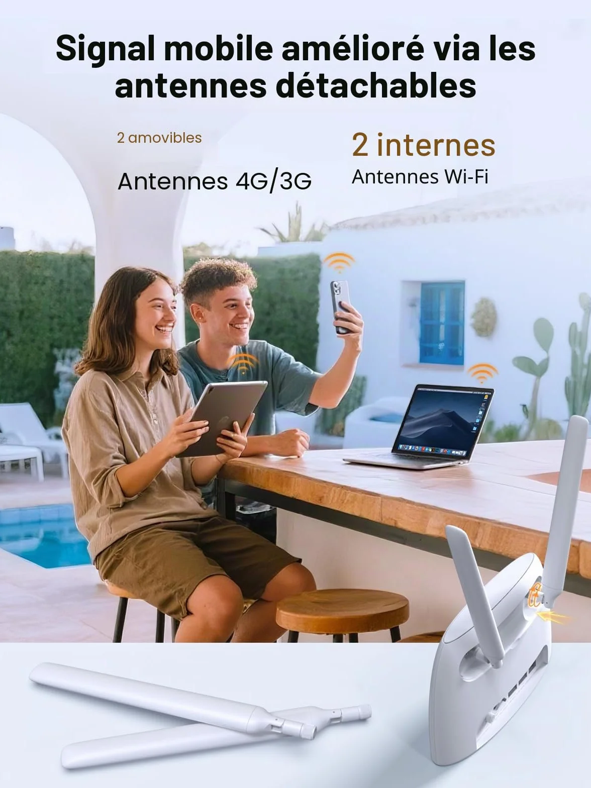 Tenda 4G06 Routeur Modem 4G LTE 300Mbps WiFi avec Téléphonie, Box 4G, 2 Antennes Amovibles, VoLTE, Ports LAN/WAN