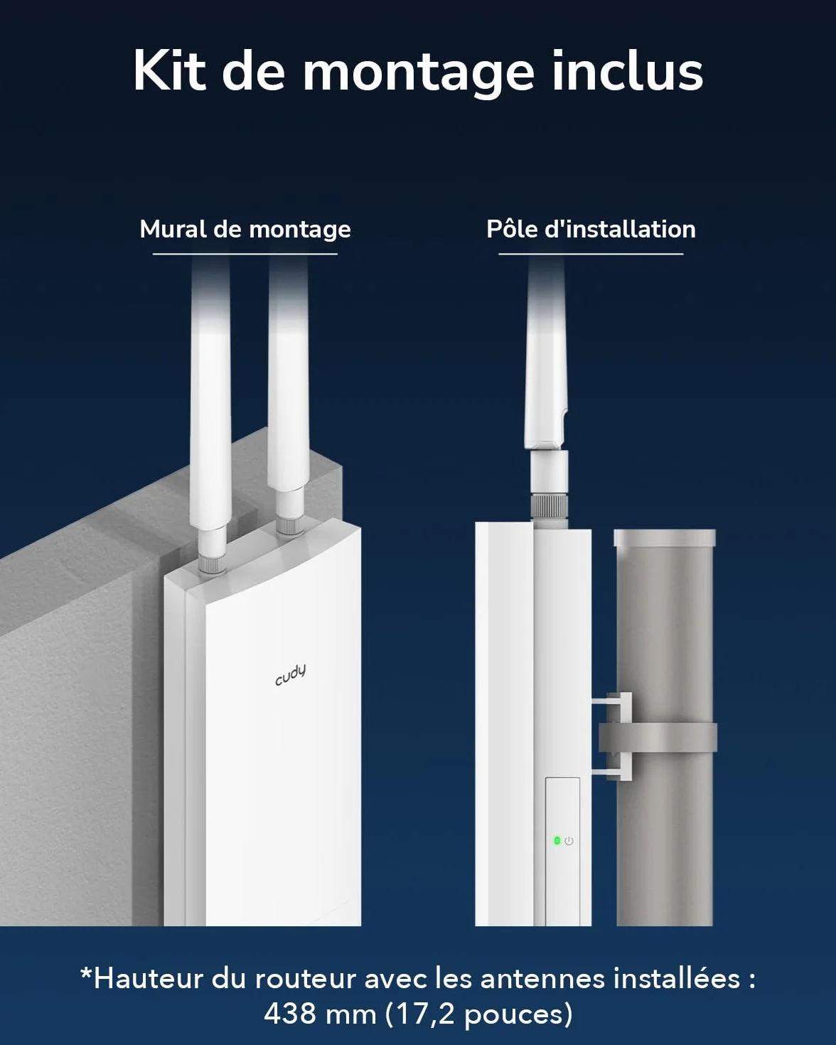 Cudy AP3000 Outdoor AX3000 WiFi 6 Point d'Accès Extérieur IP65 Gigabit PoE Passif