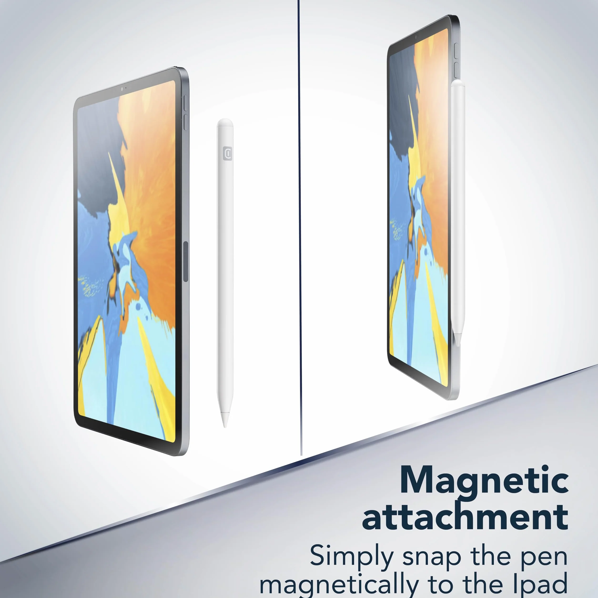 Cellularline Stylus Pen with Magnetic Attachment Tilt Function Palm Rejection White for iPad