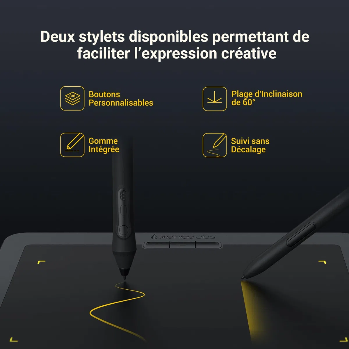 Xencelabs Pen Tablet Medium Tablette Graphique, Tablette Dessin Graphique sans Fil, 2 Stylets sans Batterie 12 Pouces Ratio 16:9 Tablette pour Windows-Arm/Windows/Mac/Linux