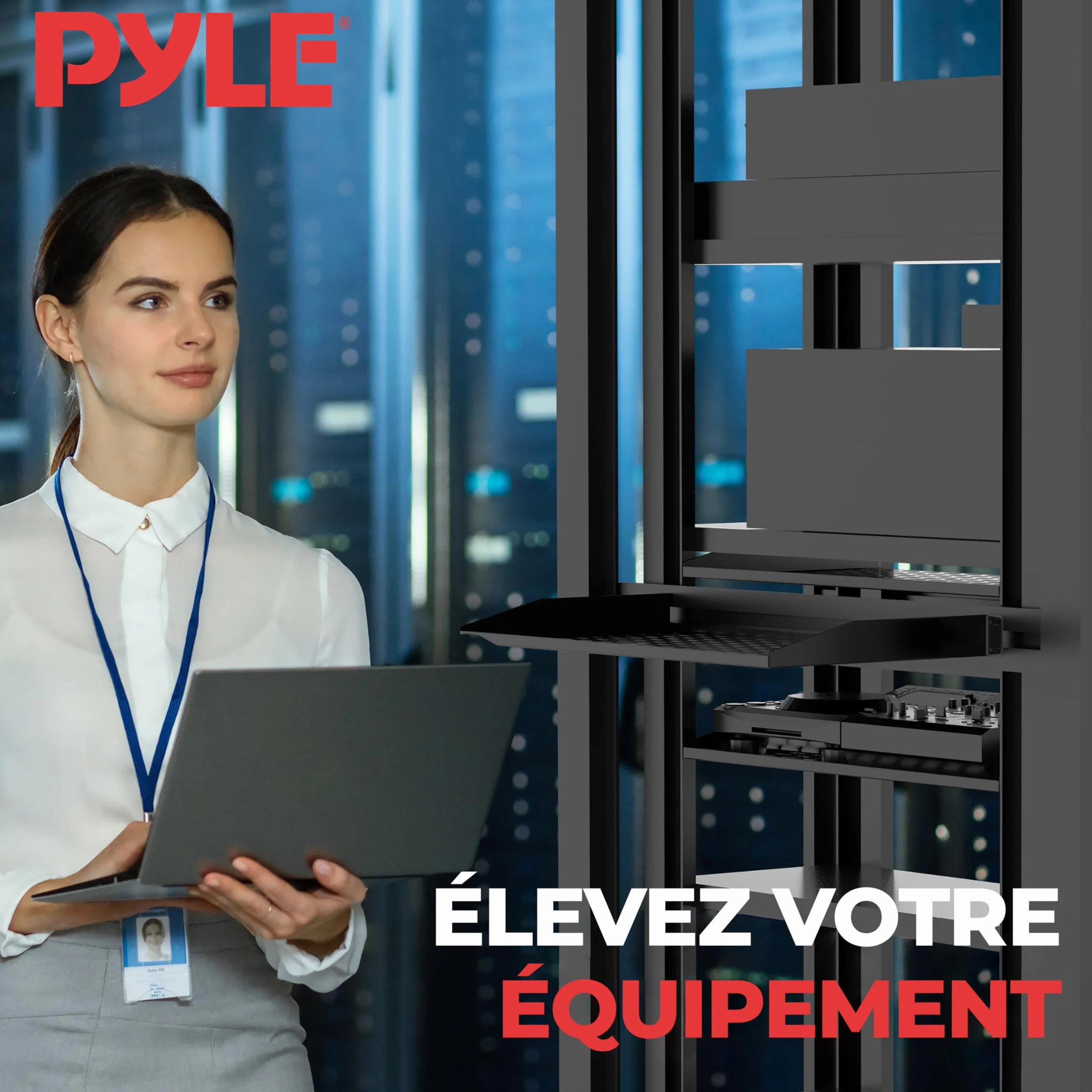 Pyle Étagère Rack Serveur 1U Plateau Ventilé Cantilever pour Armoire 19" Noir Lot de 2