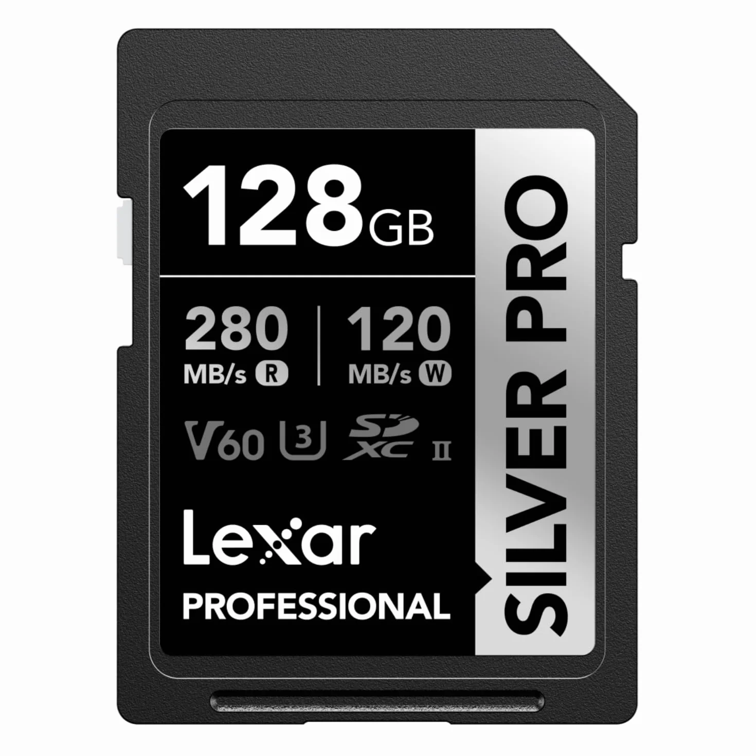 Lexar SILVER PRO Carte SD 128Go SDXC UHS-II V60 U3 C10 280Mo/s lecture 120Mo/s écriture