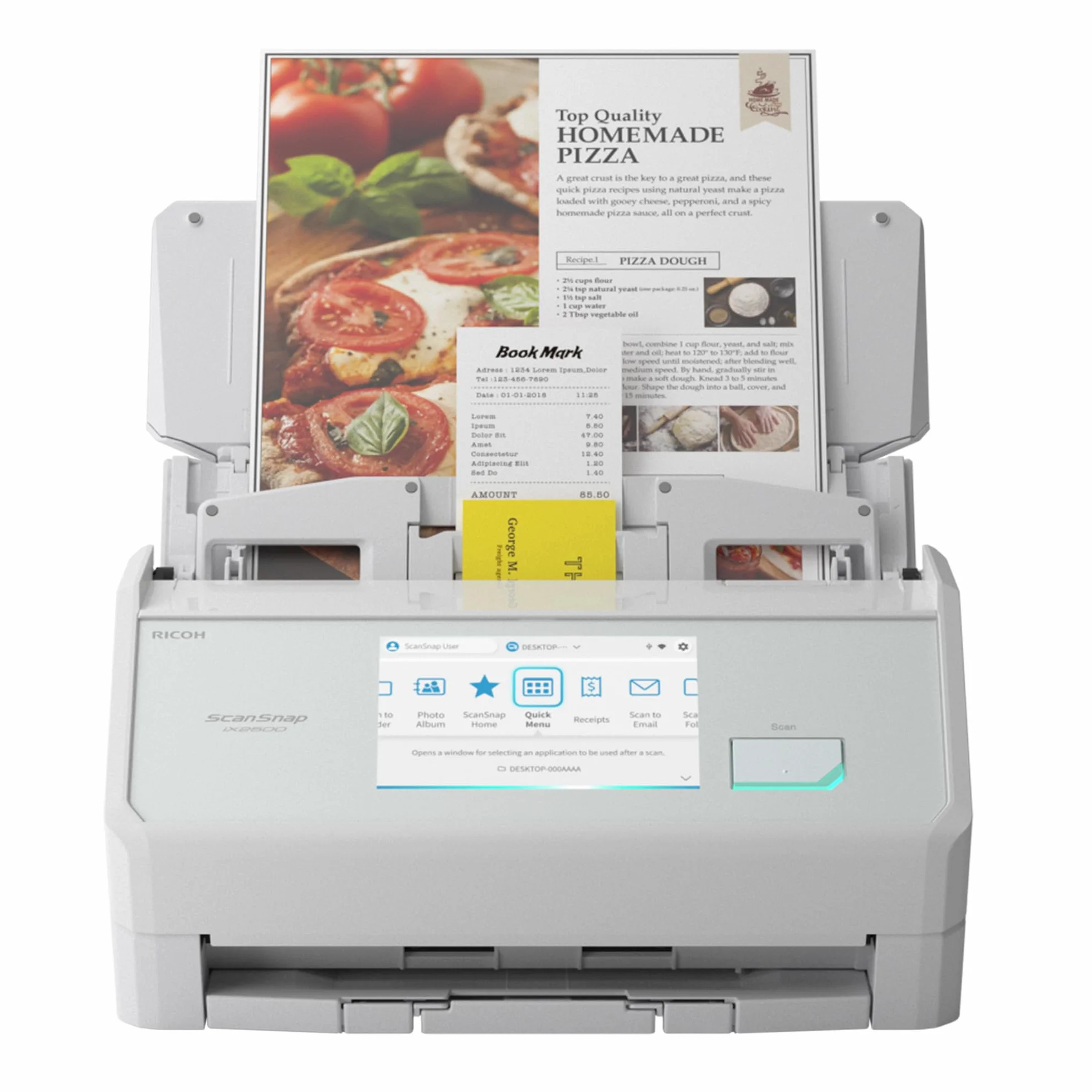 ScanSnap iX2500 Scanner de Documents Recto Verso Haute Vitesse, 45 ppm/90 ipm, Chargeur Automatique 100 Feuilles, 600 dpi, écran Tactile 5 po, Wi-Fi 6, USB 3.2 Gen 1, PC et Mac