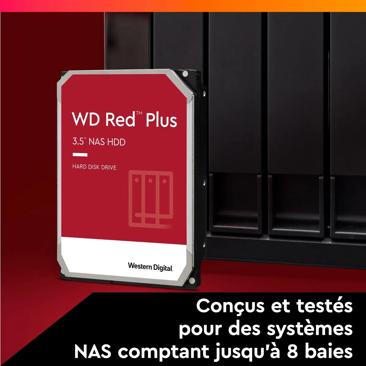 WD Red Plus 8 To NAS 3,5" Disque dur interne - Classe 7200 RPM, SATA 6 Gb/s, CMR, 256 Mo en cache