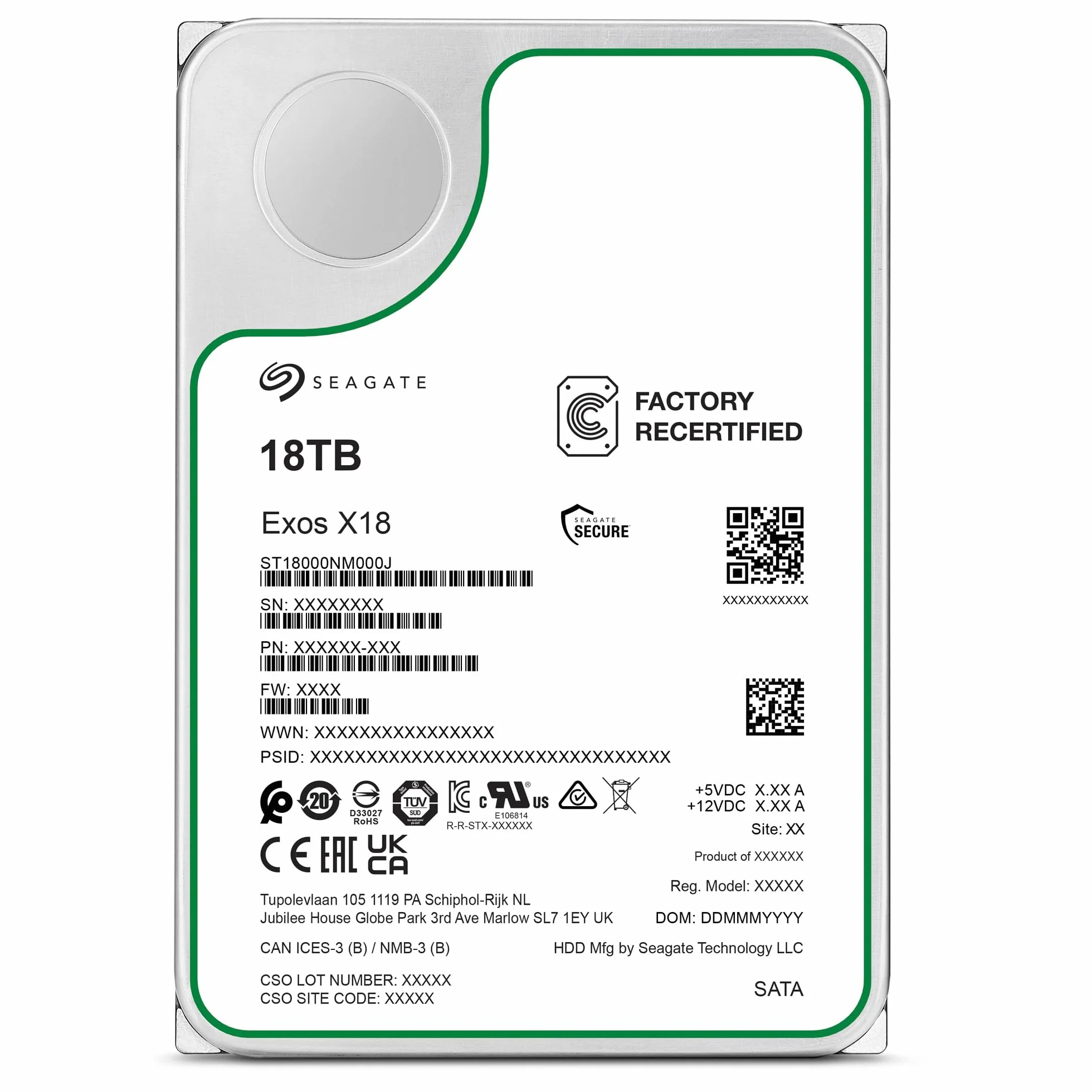 Seagate Enterprise 18 To 3,5" 7200 tr/min SATA ST18000NM00J (renouvelé)