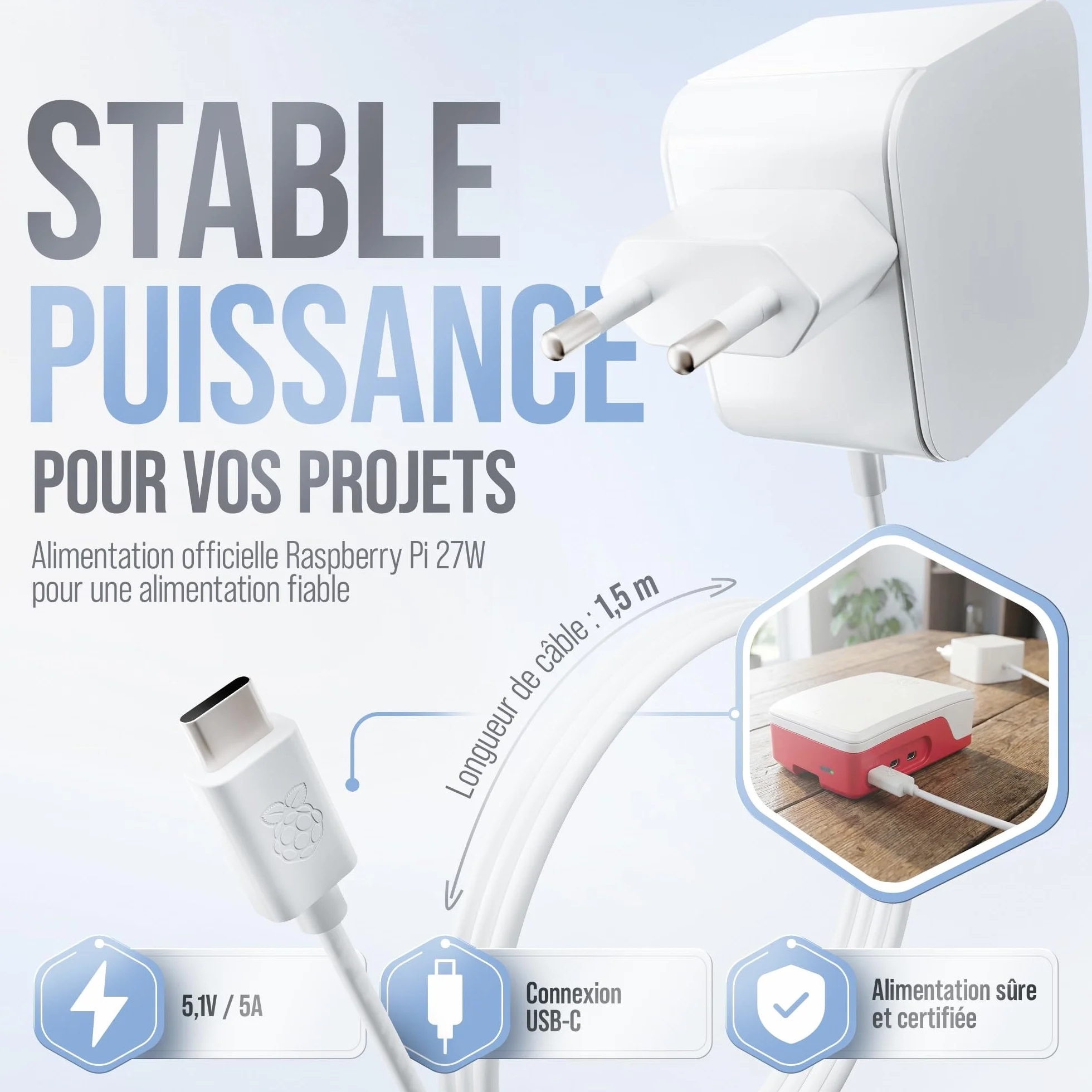 Raspberry Pi 5 1 Go Starter Kit Édition 64 Go Alimentation 27 W Boîtier Ventilateur Micro HDMI 4K Dissipateur alu
