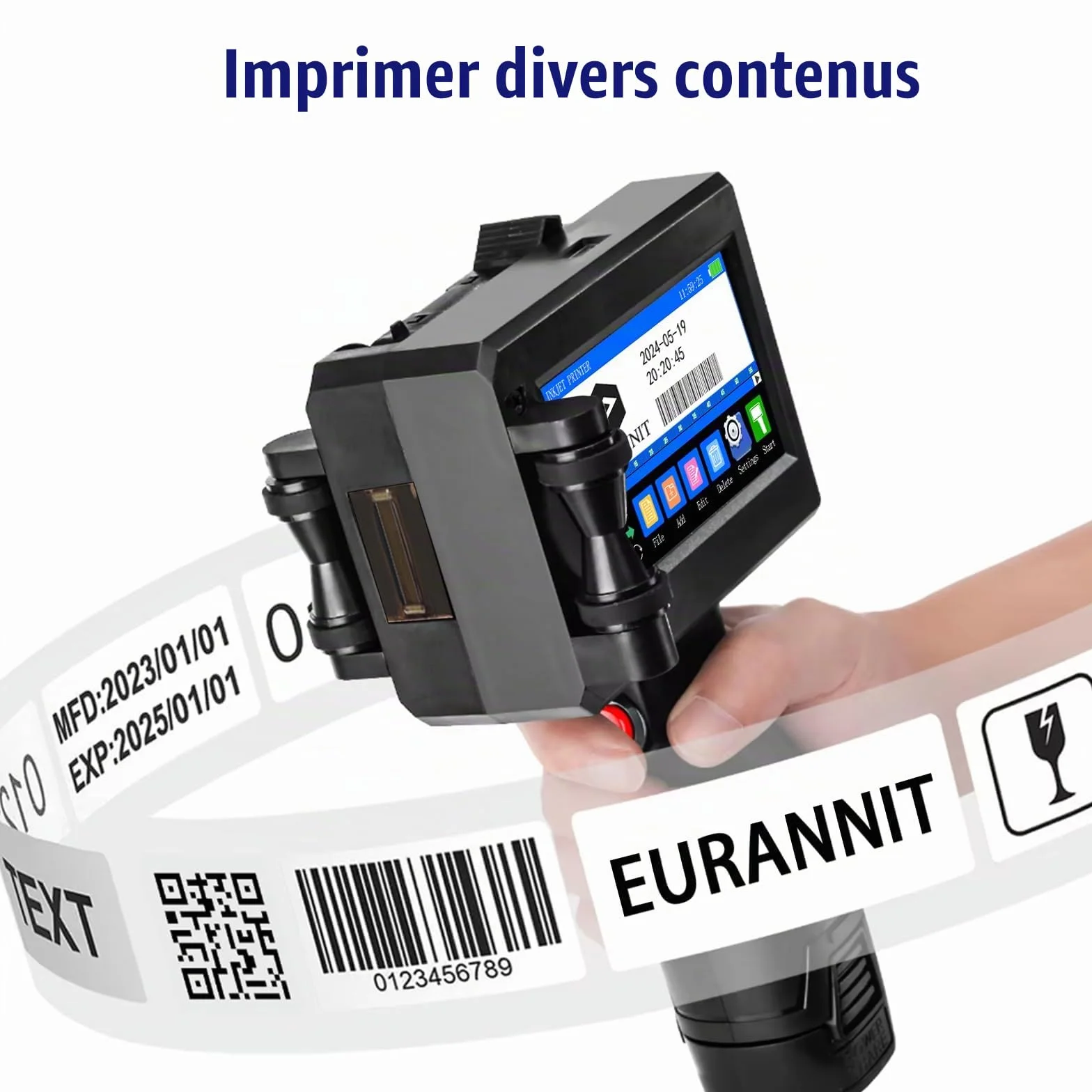 Imprimante à Jet d'encre Portable 25.4mm E15-1 ER521 Texte Code Barres QR