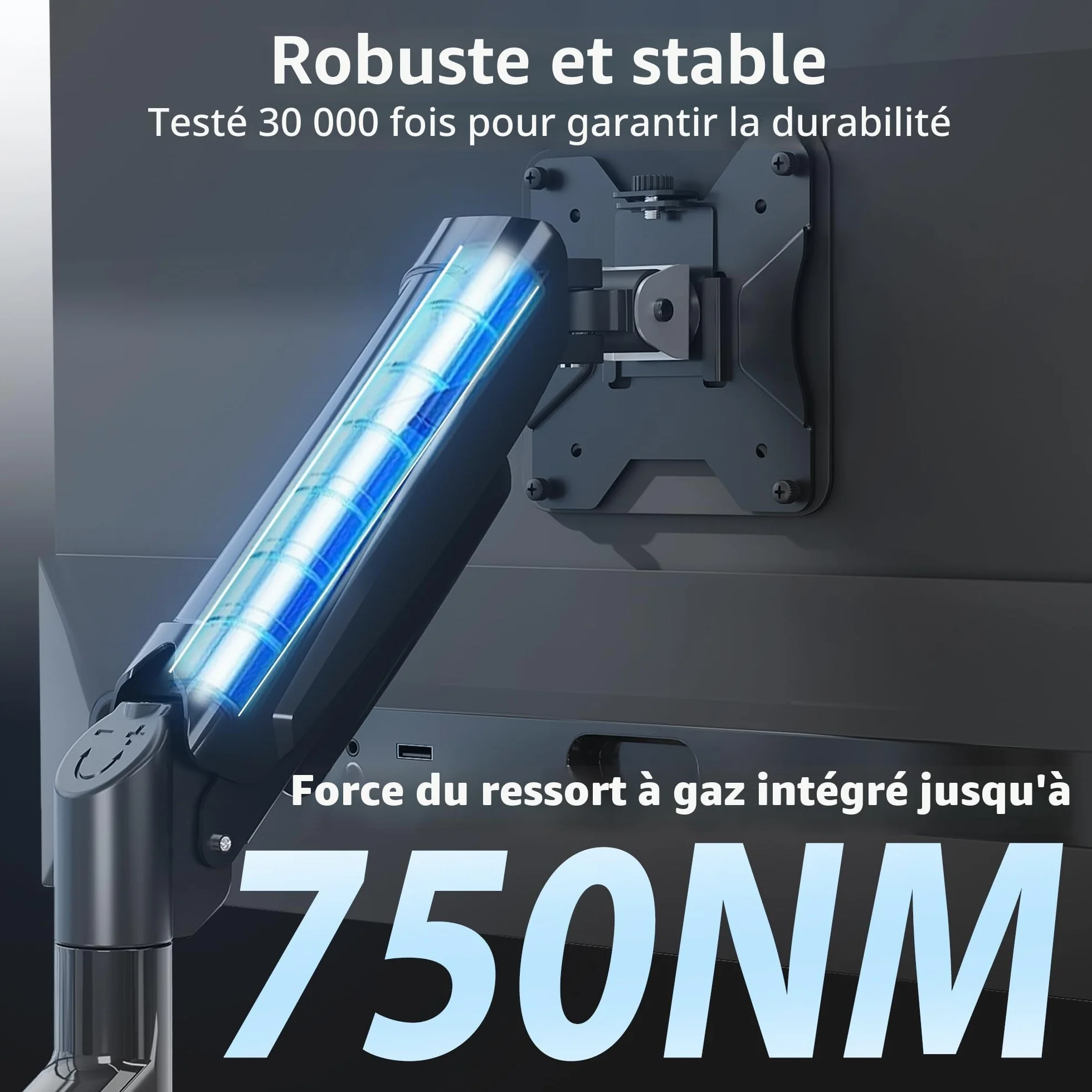 BONTEC Bras Support Ecran PC 13-34 Pouces Réglable Hauteur Rotation 360° VESA 75/100mm Ressort à Gaz 3-9kg
