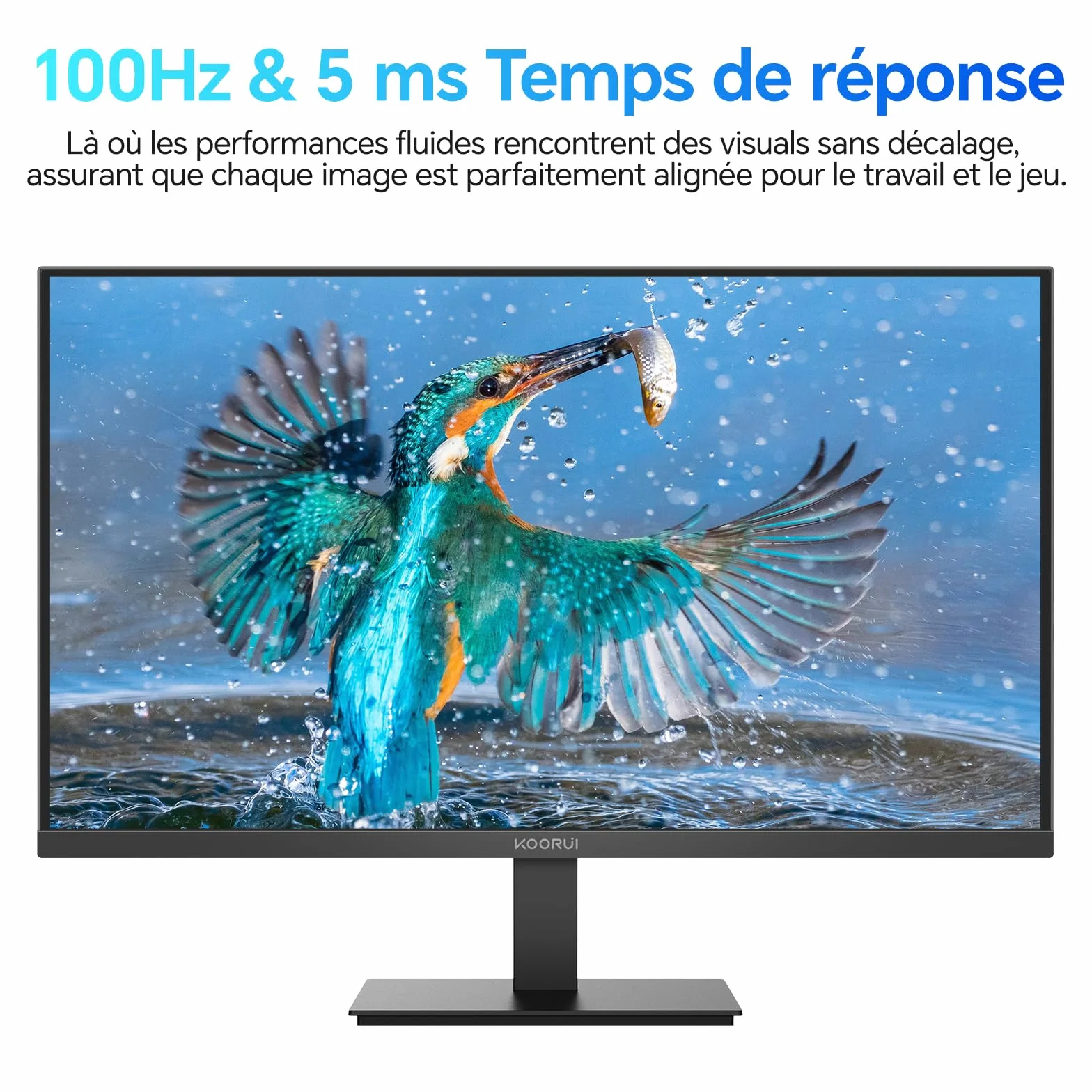 KOORUI E2412F 24 Pouces Ecran PC FHD 100Hz Moniteur HDMI 1.4 Eye Care VESA 100x100mm
