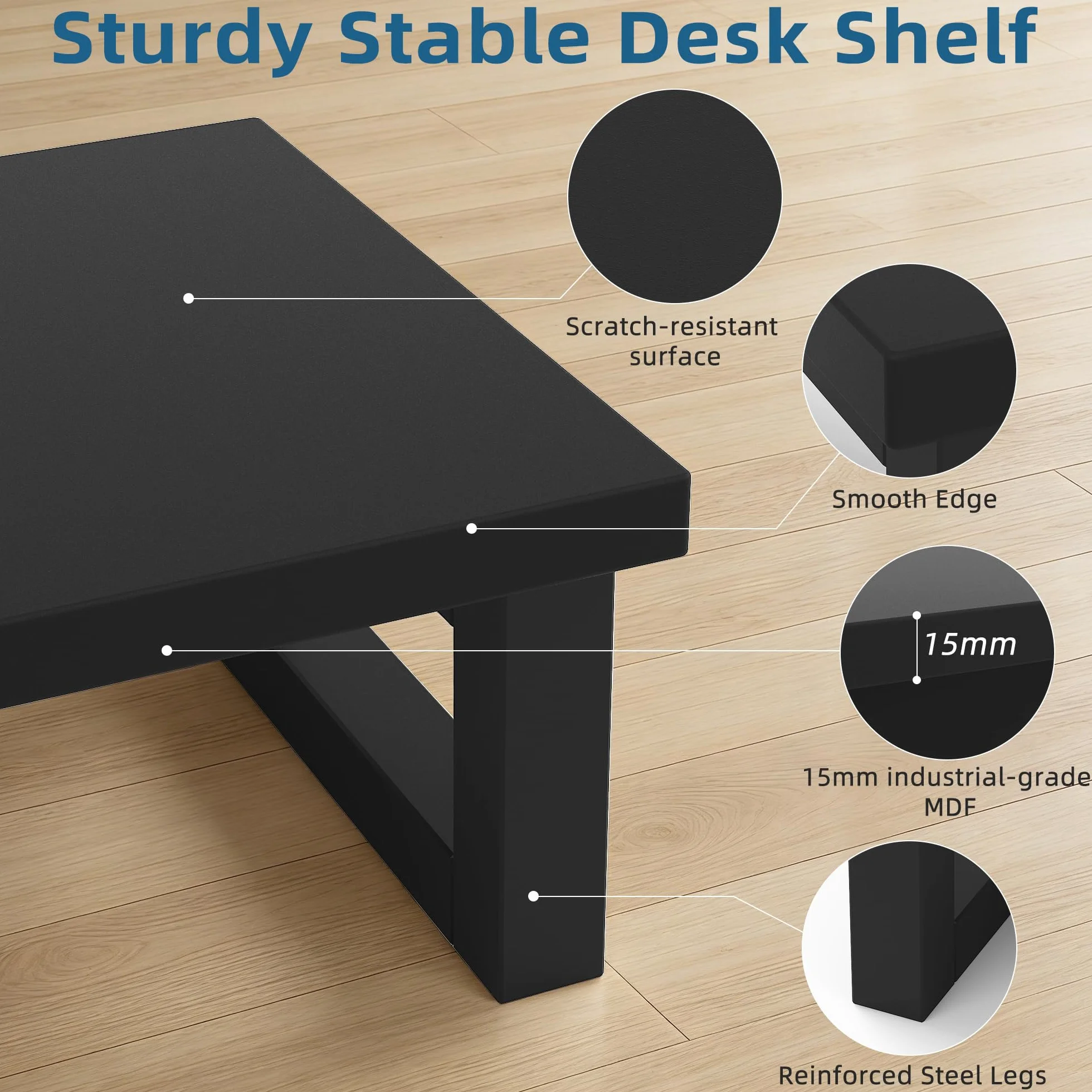 Rehausseur Ecran 91x26cm Support Double Ecran PC Bureau Ordinateur Noir