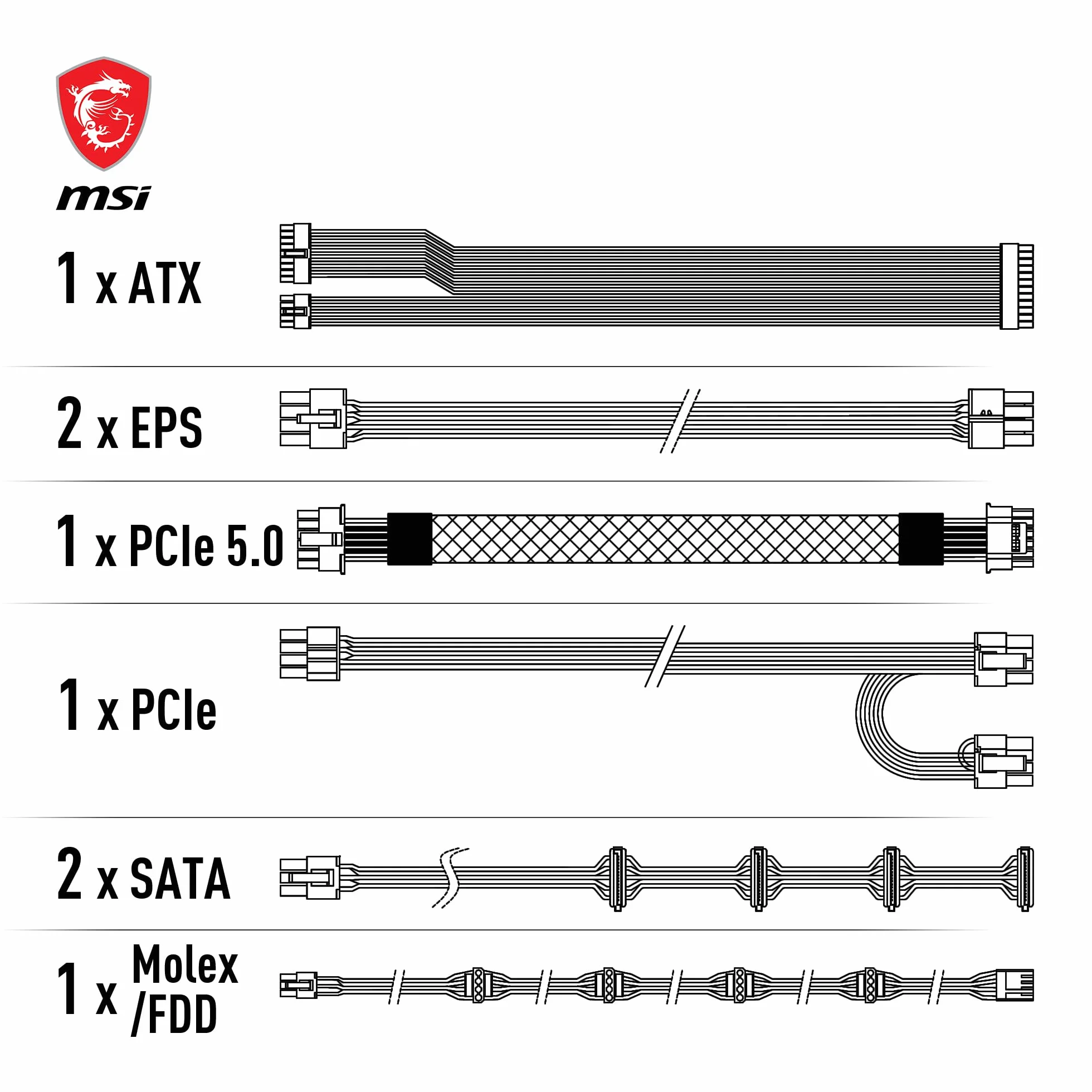 MSI MAG A750GL PCIE5 Alimentation 750W 80 Plus Gold Modulaire ATX 3.0 PCIe 5.0 Ventilateur 120mm