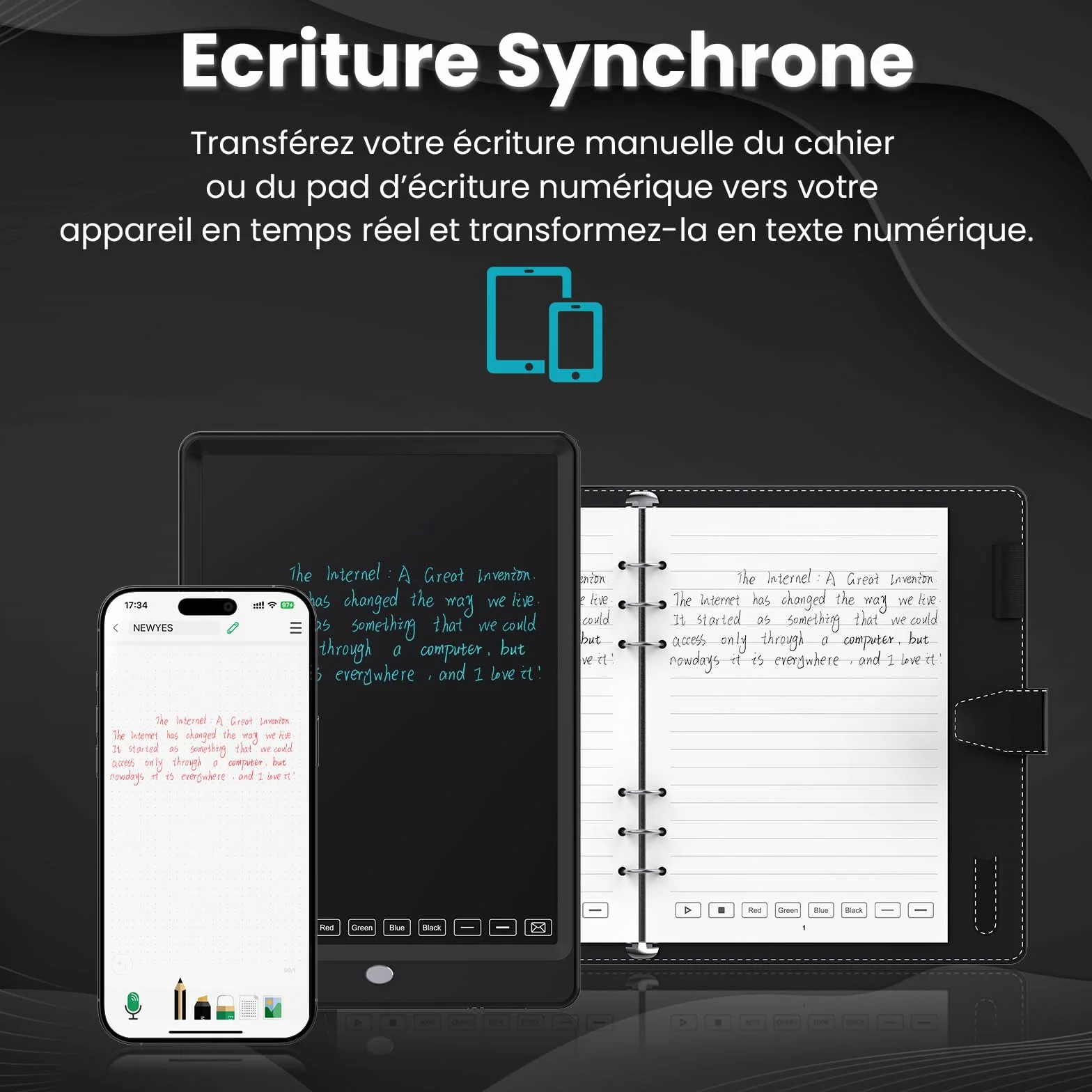 NEWYES SyncPen 3.0 Smart Pen - Synchronisez notes écran papier, compatible iOS Android