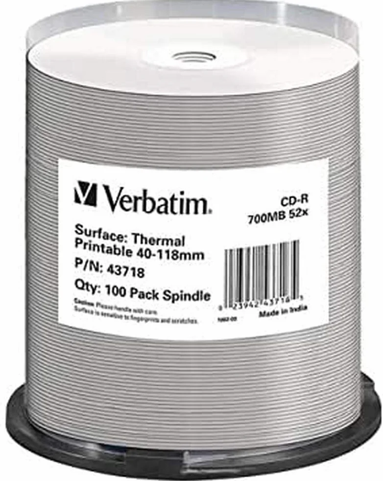 VERBATIM Pack de 100 CD-R Imprimable Transfert Thermique