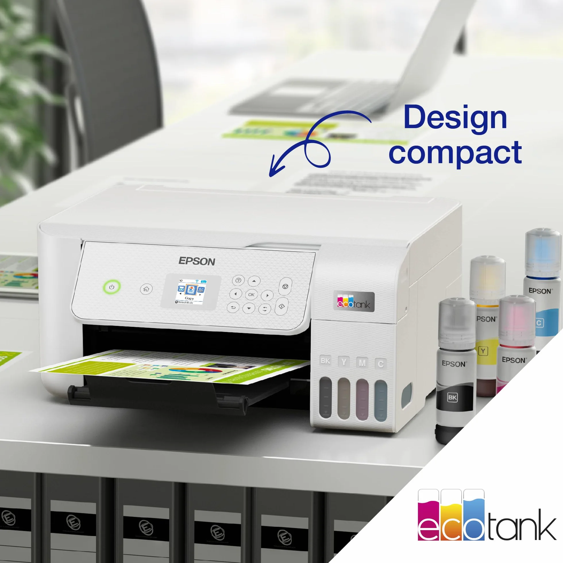 Epson EcoTank ET-2876 Imprimante A4 Wi-Fi Réservoir d'encre Copie Numérisation Écran LCD 3,7cm