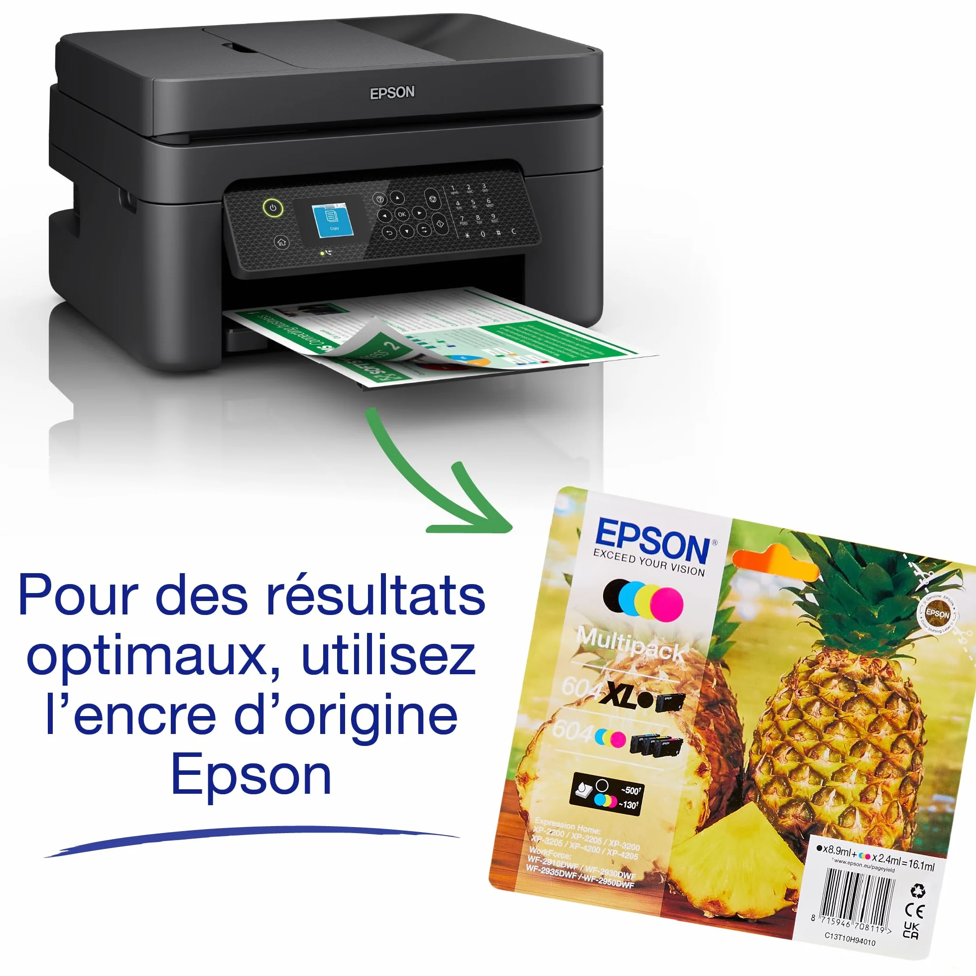 Epson Workforce WF-2930DWF Imprimante 4-en-1 WiFi ADF Recto-Verso Mobile