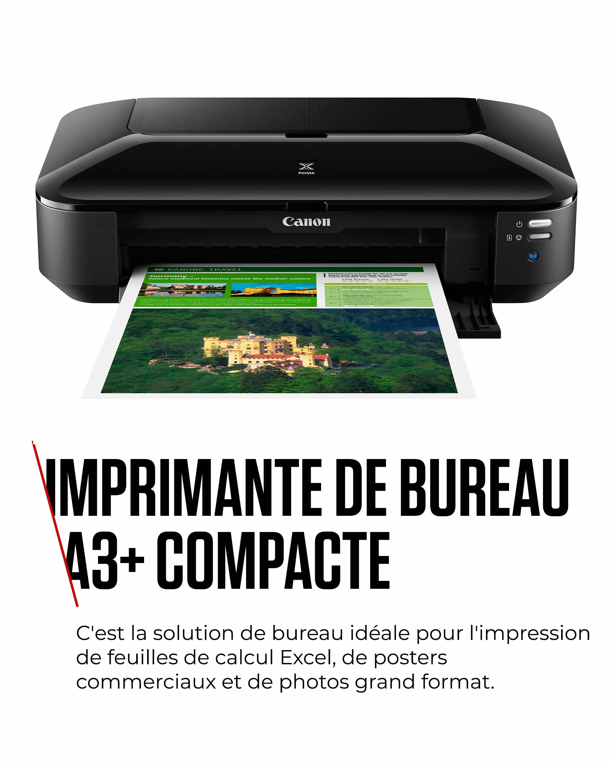 Canon PIXMA iX6850 Imprimante WiFi Noire 5 Encres A3+ Jet d'Encre Multifonction Bureau