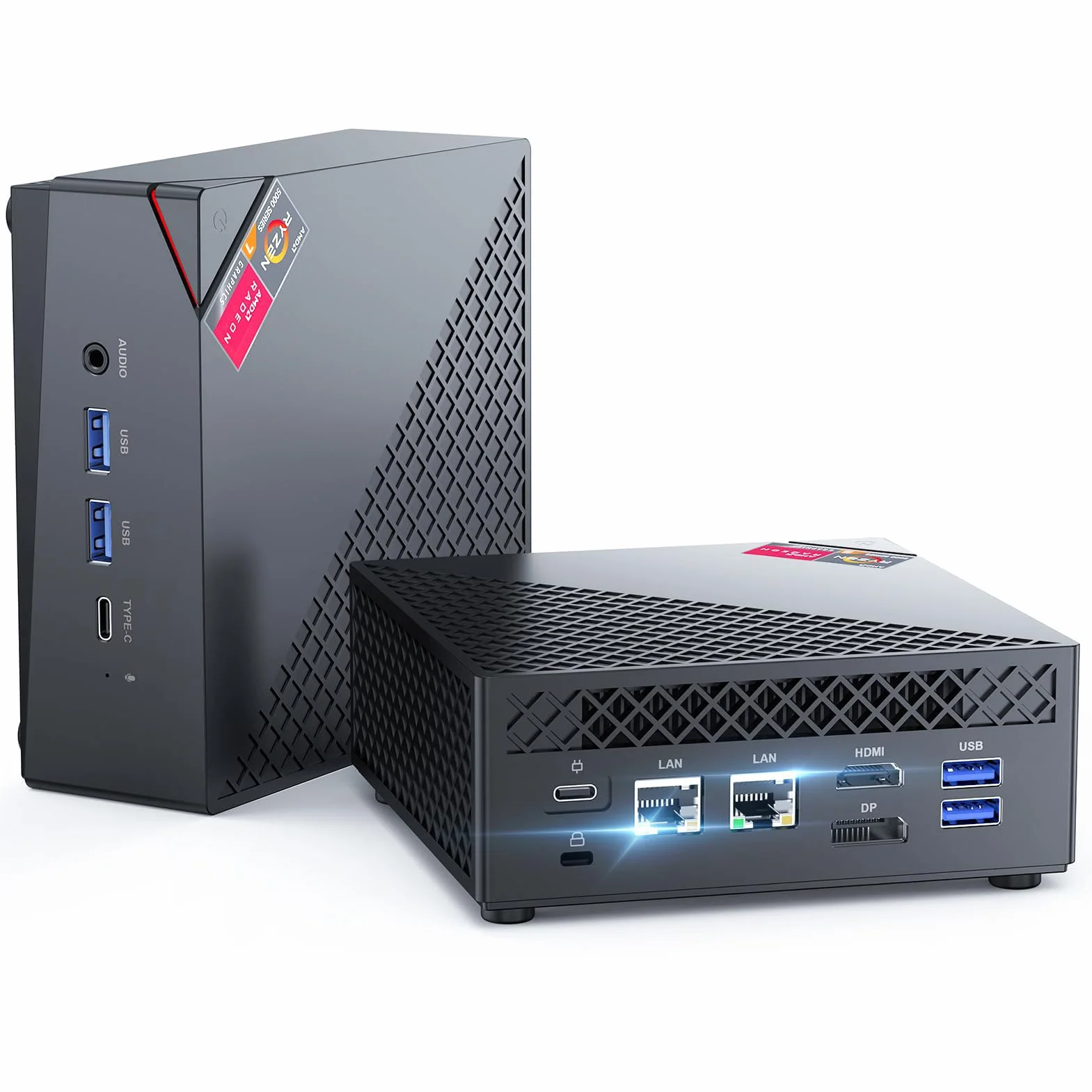 NiPoGi AM06 Pro Mini PC AMD Ryzen 5 7430U 16 Go DDR4 512 Go SSD M.2 Ordinateur de Bureau WiFi 6 Double LAN DP HDMI 2.0 Type-C Triple écran 4K