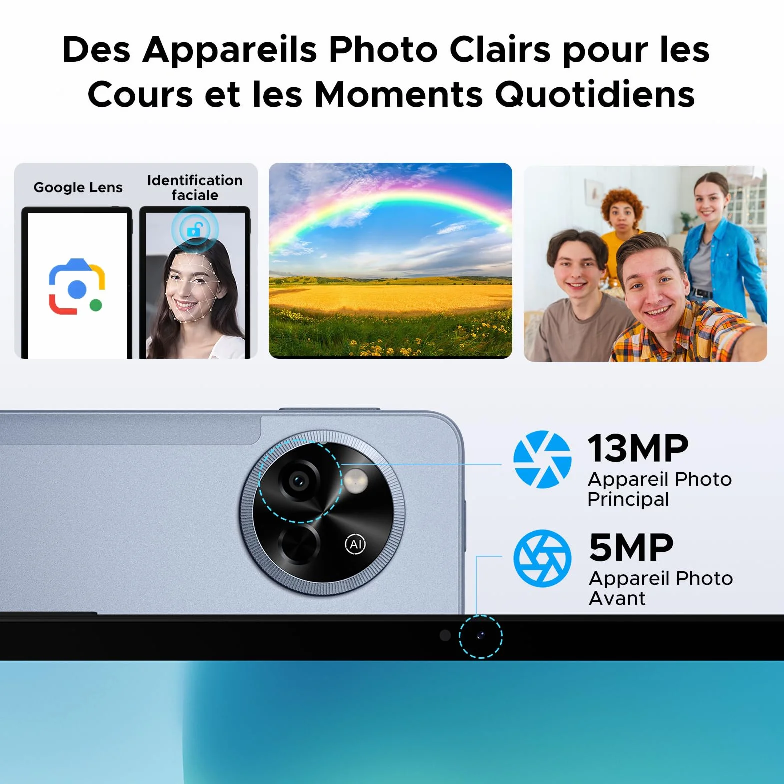 Tablette 11 Pouces Gemini AI Android 16, 48Go RAM 128Go ROM 2To TF, 120Hz T7250 Octa-Core, 8800mAh, 13MP+5MP, Widevine L1, Face ID, GPS, FM, avec Clavier et Stylet