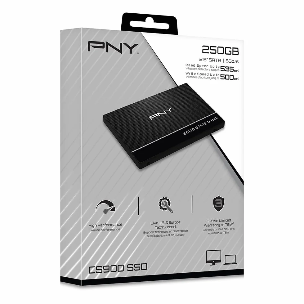 PNY CS900 SSD Interne SATA III 2.5 Pouces 250Go 535MB/s