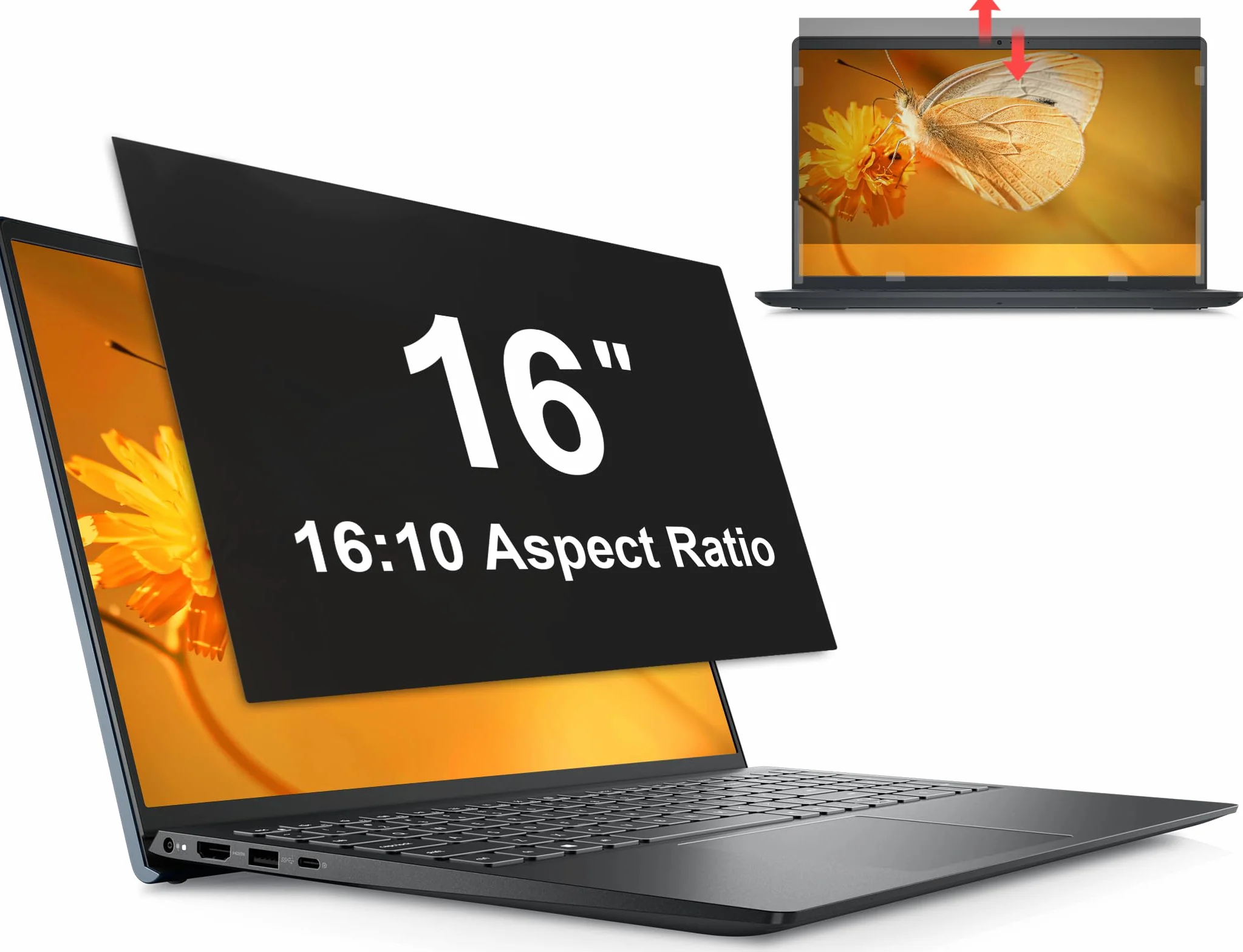 Filtre de Confidentialité 16 Pouces 16:10, Protection Écran Anti-Lumière Bleue Amovible pour Ordinateur Portable HP/Dell/Acer/Lenovo/Thinkpad/Samsung/ASUS/LG
