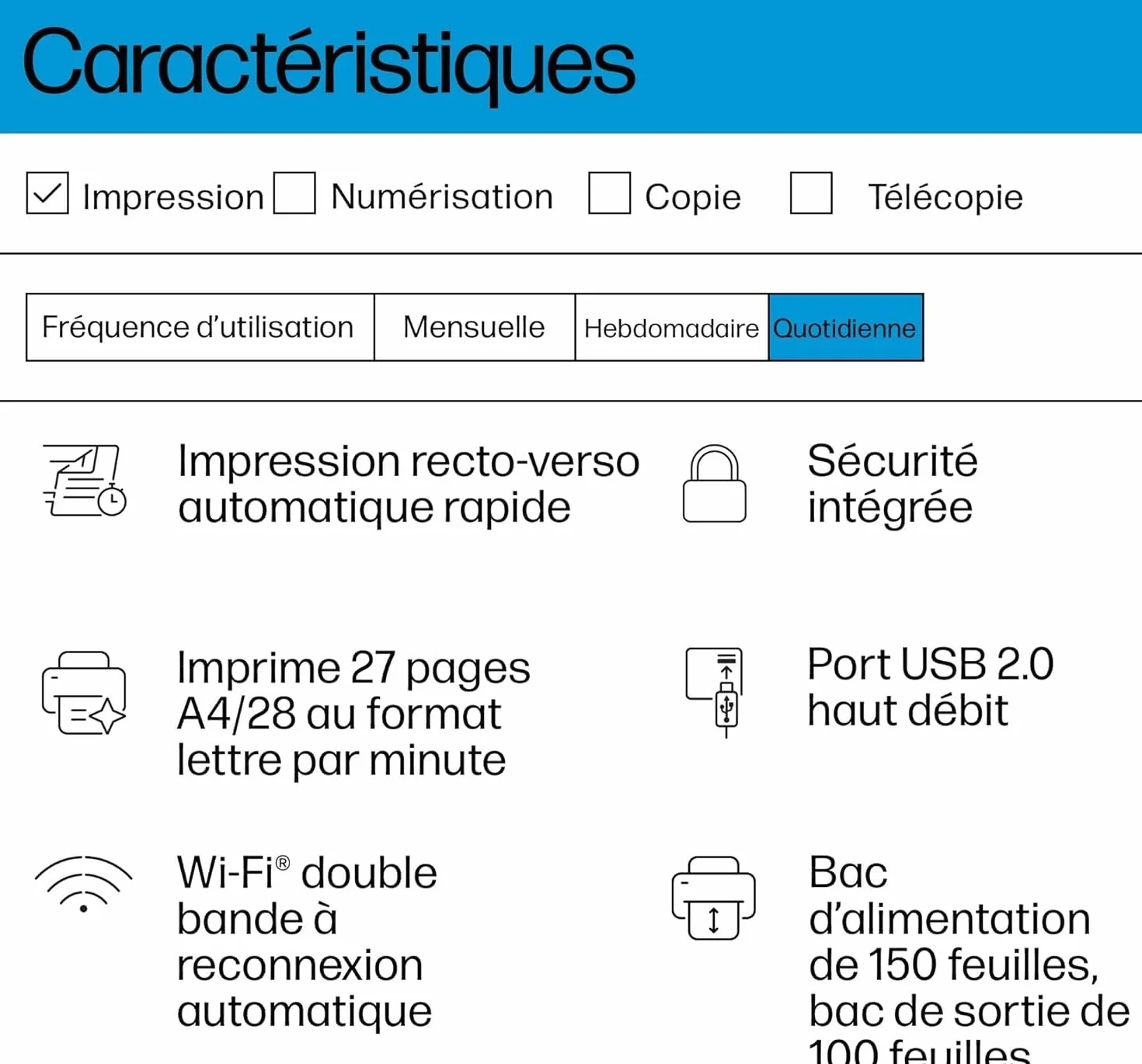 HP LaserJet M207dw Imprimante Monofonction A4 Noir et Blanc Recto/Verso Automatique 27 ppm USB Wi-Fi Ethernet