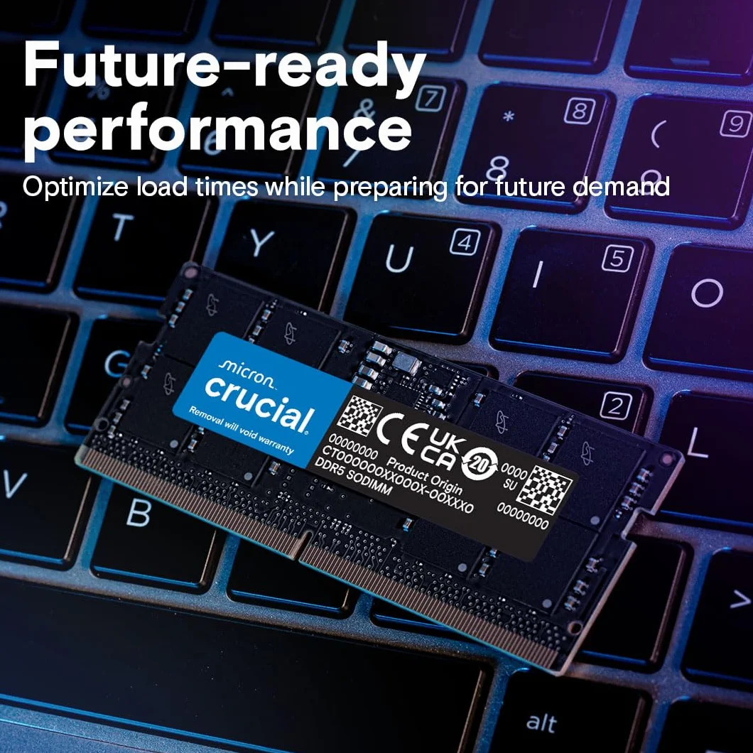 Crucial RAM 32Go Kit (2x16Go) DDR5 5600MHz Mémoire pour Ordinateur Portable CT2K16G56C46S5