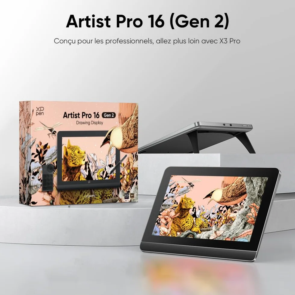 XP-PEN Artist Pro 16 (Gen 2) Tablette Graphique Dessin Écran Laminé Stylet 16K Pressions 2560x1600 159% sRGB