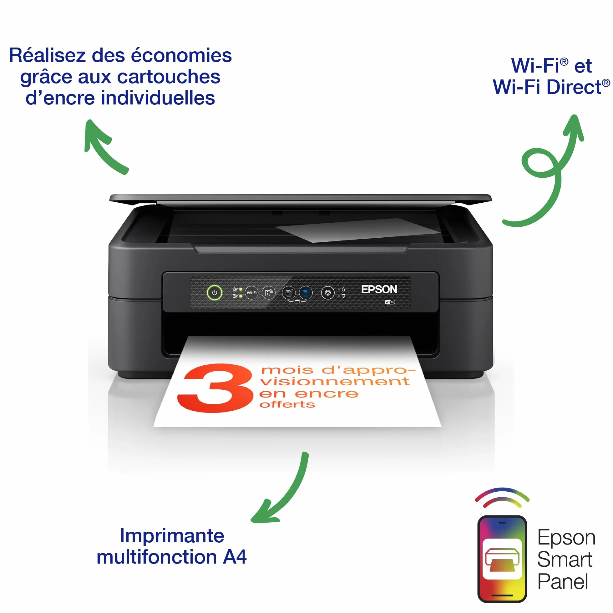 Epson Expression Home XP-2200 Imprimante 3-en-1 WiFi Direct Ultra-compacte
