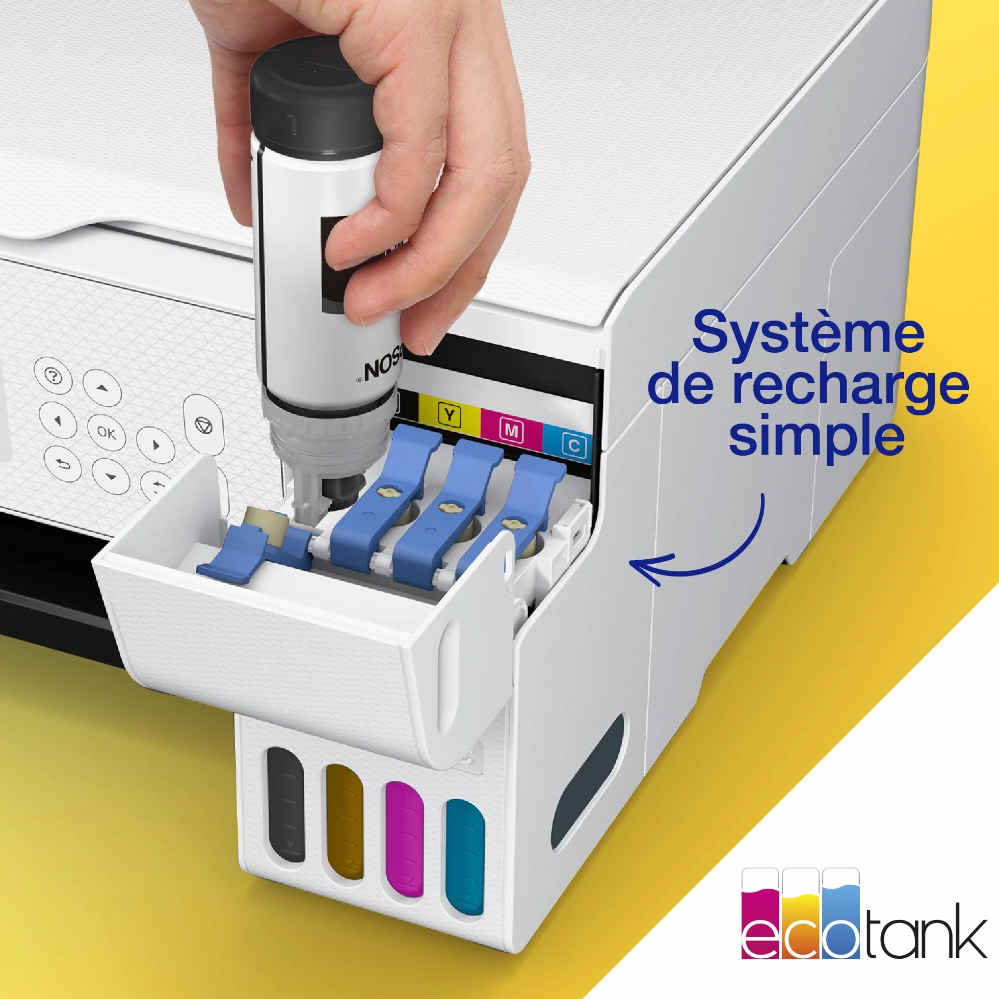 Epson EcoTank ET-2876 Imprimante A4 Wi-Fi Réservoir d'encre Copie Numérisation Écran LCD 3,7cm