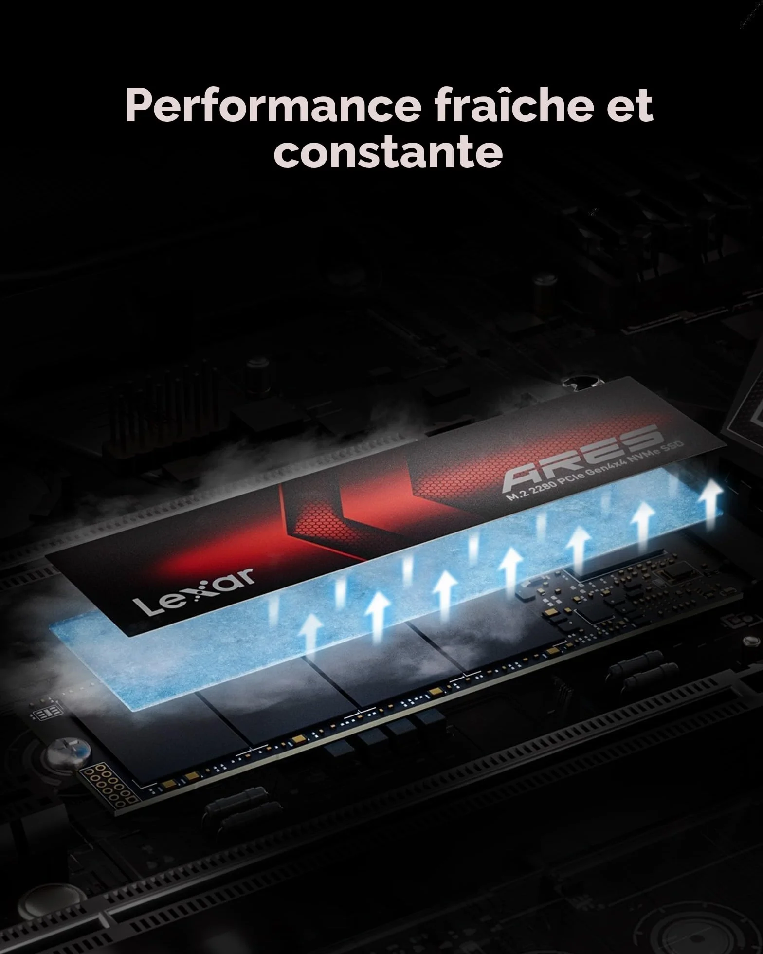 Lexar ARES SSD 1To M.2 2280 PCIe Gen4x4 NVMe Interne Jusqu'à 7400 Mo/s Lecture 6500 Mo/s Écriture pour PS5 PC