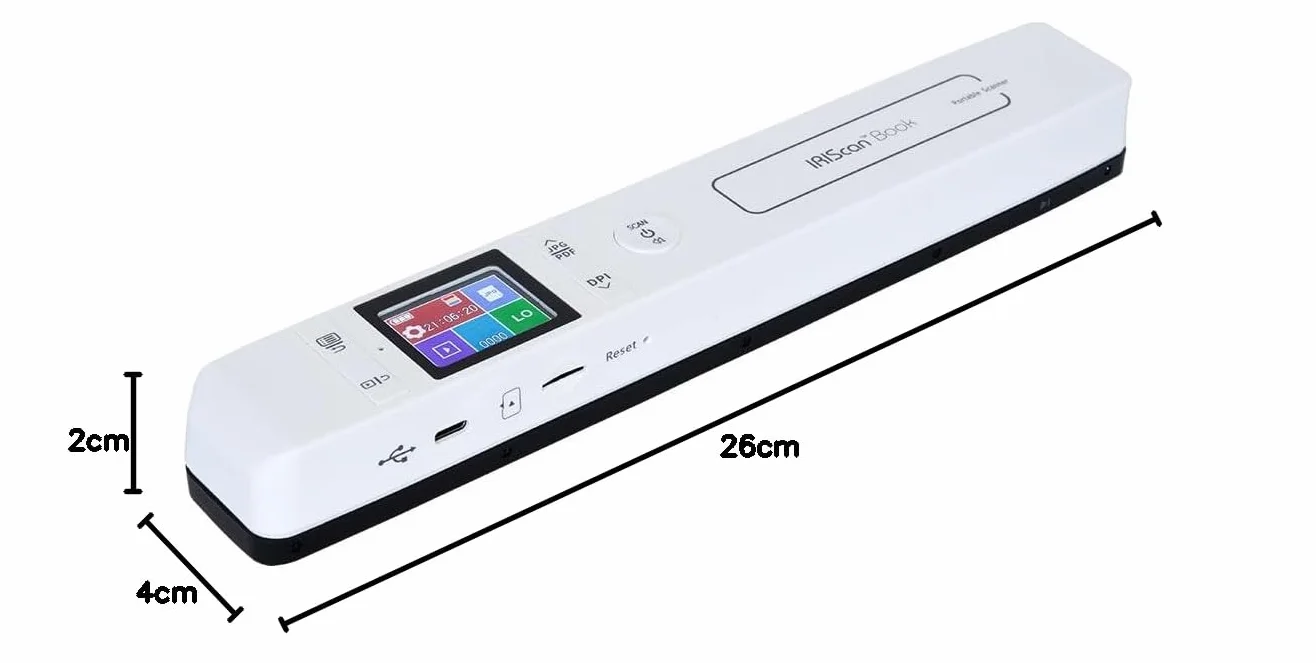 IRIScan Book 7 Scanner Portable sans Fil A4 Blanc, Scan Livres Documents PDF Word XLS, Carte SD, Windows Mac