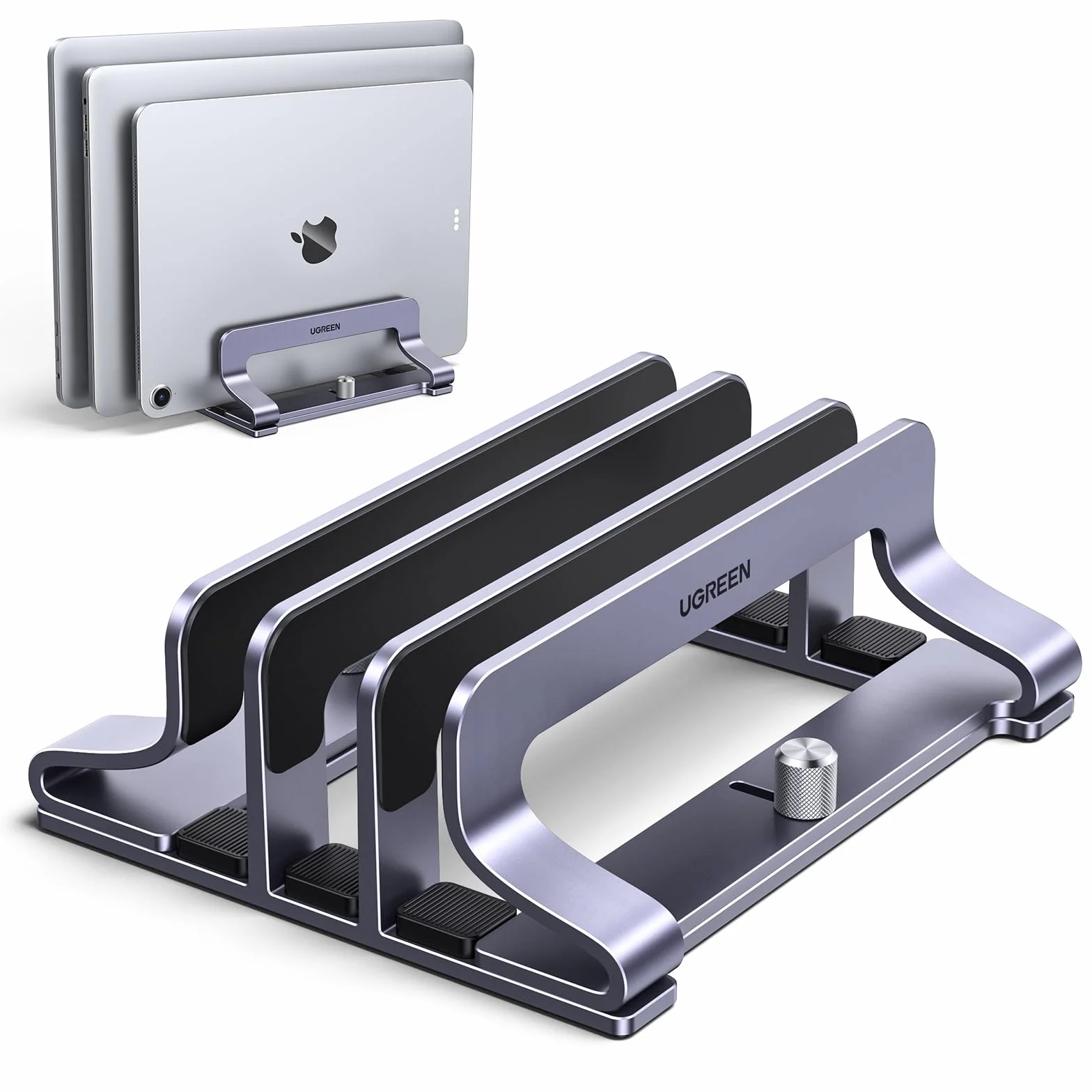 UGREEN 3 en 1 Support Ordinateur Portable Vertical Laptop Stand Triple Fente Porte Bureau Réglable Compatible MacBook Pro Air