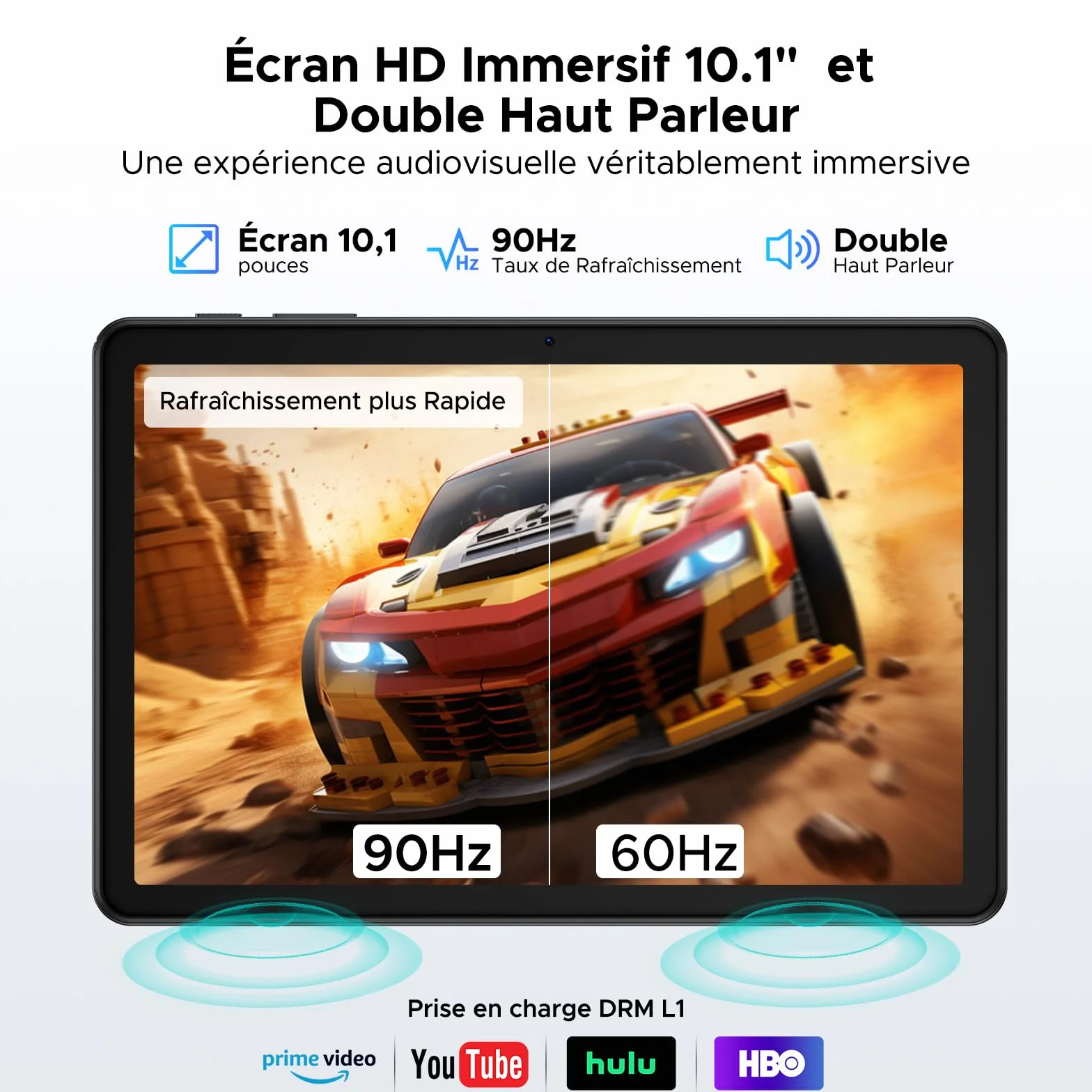 Tablette Android 16 10 Pouces 48Go RAM 128Go ROM 2To TF Gemini AI 90Hz 7000mAh WiFi 5 Face ID OTG Widevine L1 Jack 3,5mm Clavier Stylet