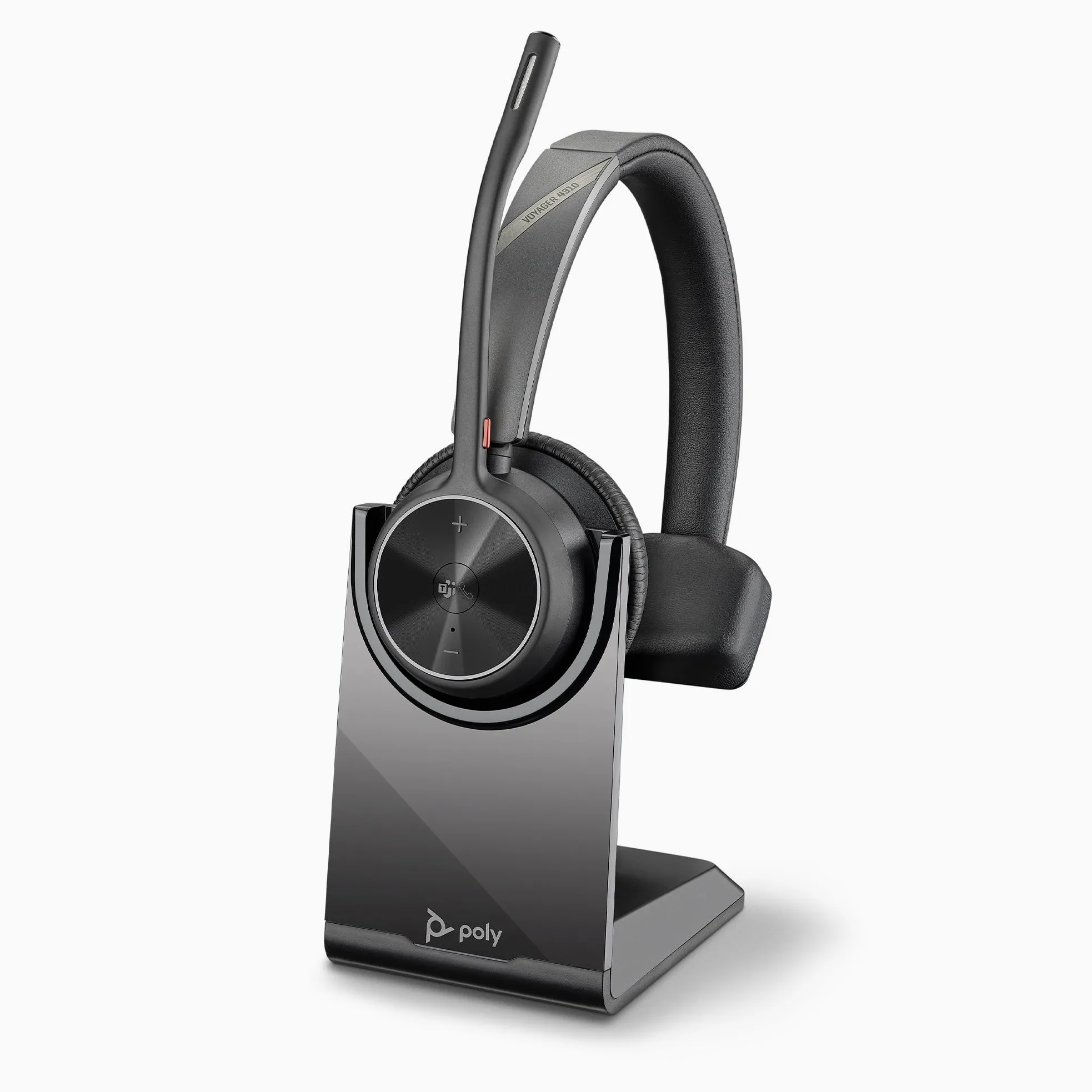 Micro-casque sans fil Poly Voyager 4310 UC et socle de chargement - Micro-casque Bluetooth monaural avec perche de microphone antibruit - Connexion à un PC/Mac/Téléphone portable - Teams (certifié)